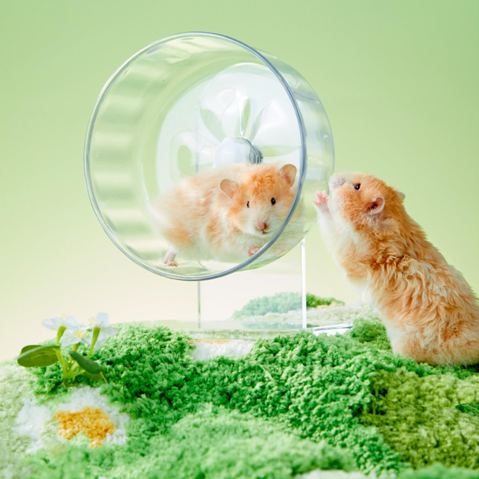Hamster Wheel, Silent Running Exercise Wheel with Adjustable Stand for Hamster Guinea Pig Gerbil Hedgehog Small Animal Cage Accessories (Clear, 7.1inch) - image 7