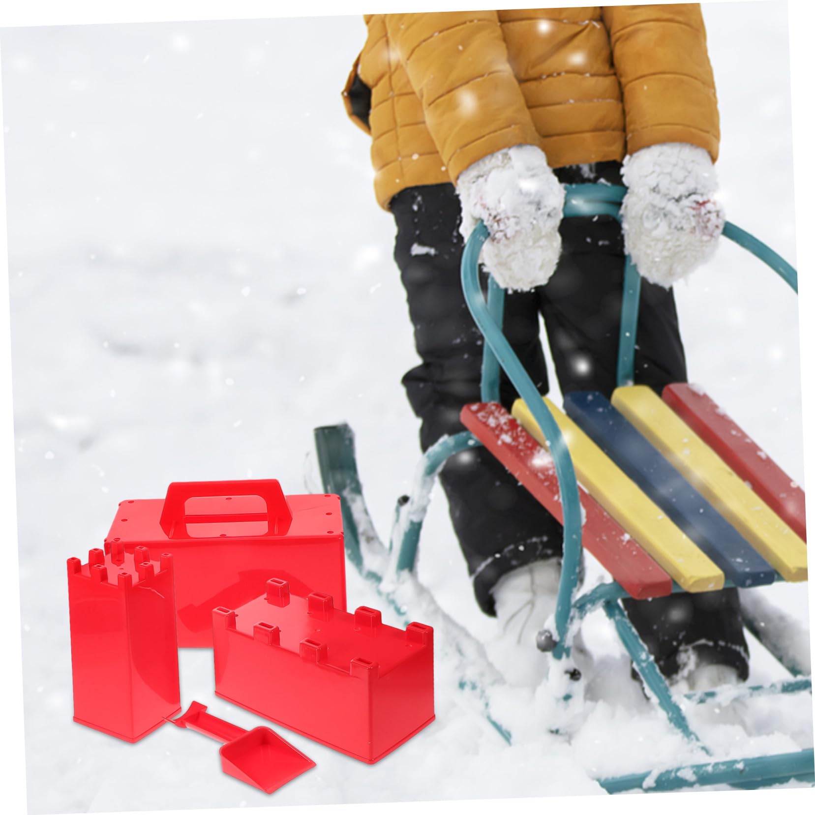 Juego de Moldes para Ladrillos de Nieve Resistente Heladas para Niños , Molde de Plástico Rojo Adecuado para Jugar al Aire Libre en Invierno