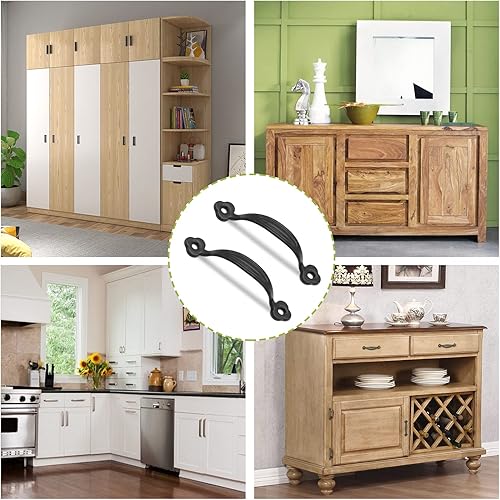 Miniatura 7 de Piutouyar 12 manijas rústicas para puerta de granero, manija de puerta de 2.6 pulgadas de agujero a agujero, manija de puerta de metal, manija de