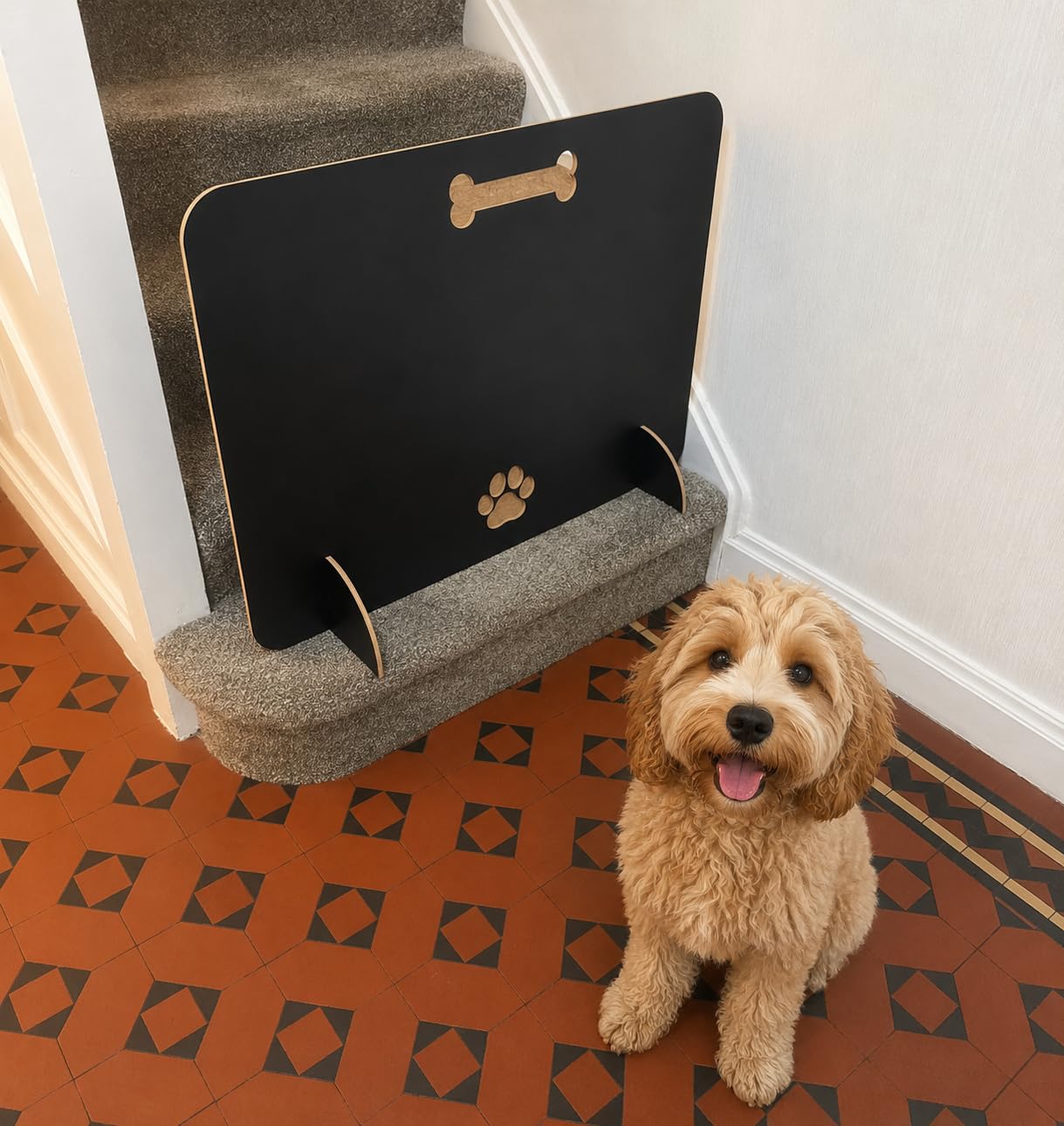 Dog Stopper Puppy Barrier – No Drill Dog Gate for Doorways & Stairs | Adjustable Pet Safety Barrier for Dogs & Puppies | Easy to Install | No Wall Damage, 50CM (HIGHT) X 60CM (WIDTH)