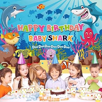 Grattis Pu00e5 Fu00f6delsedagen Shark Banner - Haj Party Dekorationer Fu00f6r Pojkar Pojkar Haj Fu00f6delsedag Banner Hav Tema Party Supplies Tema Party Under Havet