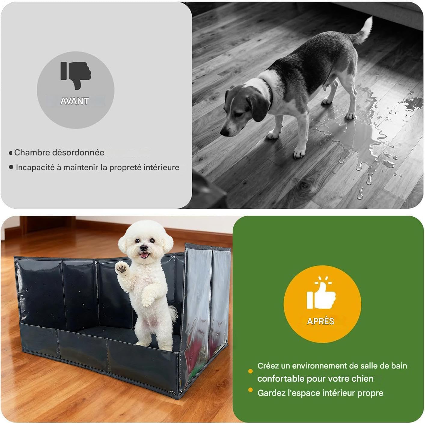 Vassoio per Pipì del Cane Con Pareti Alte Portatile Pieghevole Impermeabile | Stazione Igienica per Cani da Interno Per Cani Di Tutte Le Taglie Addestramento Casa Soggiorno Balcone