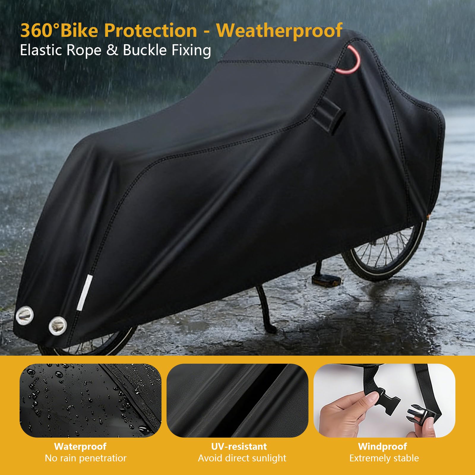 Lastenrad Abdeckung Fahrradabdeckung Wasserdicht 420D Oxford-Gewebe mit Reflektorstreifen UV-Schutz, Abdeckplane Fahrradschutzhülle für Lastenrad Dreirad