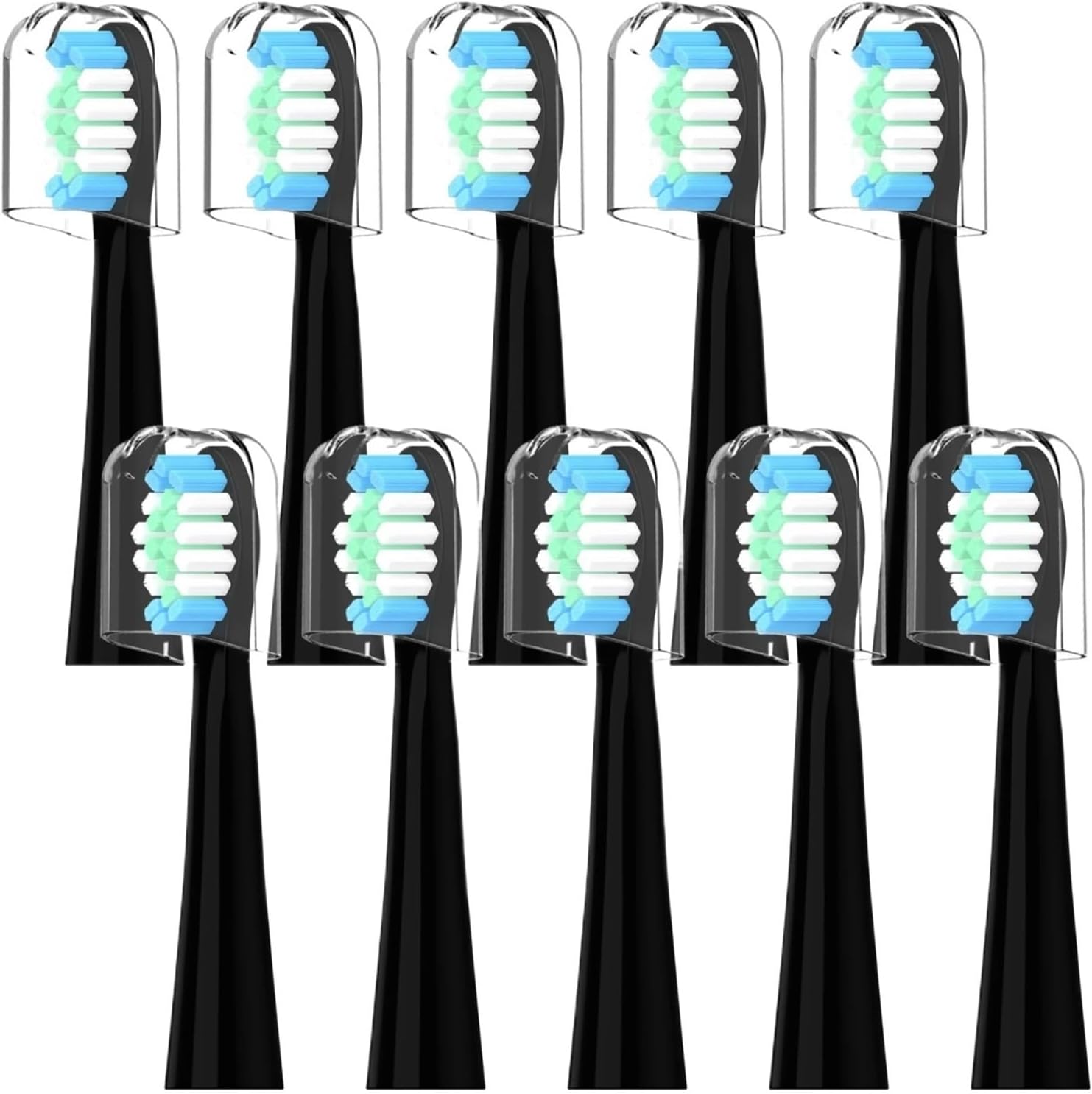 10 PCs ，Compatible with Oral-B Pulsonic Electric Toothbrush Sound Replacement Heads(Black)