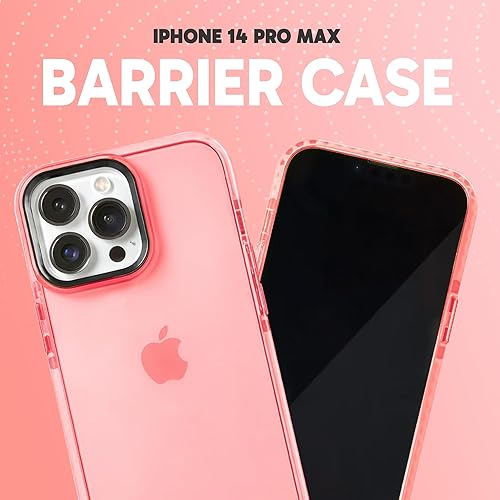 Miniatura 2 de SteepLab Funda de barrera para iPhone 14 Pro Max, protección de 360 grados que absorbe impactos con bisel elevado y colores llamativos (melocotón