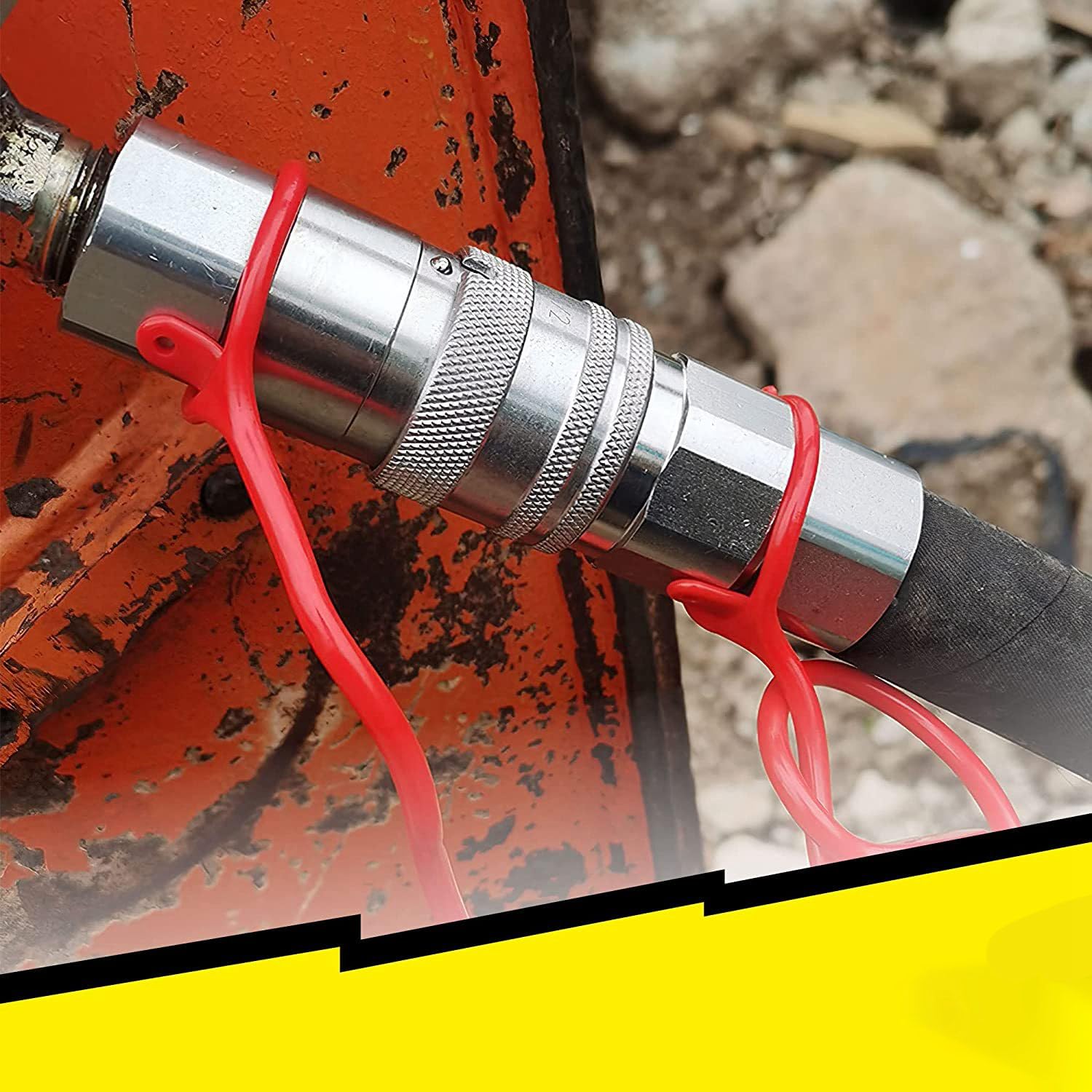 Accoppiamento idraulico 1/2-NPT con attacco rapido bobcat, con faccia piatta e 2 tappi antipolvere in acciaio al carbonio