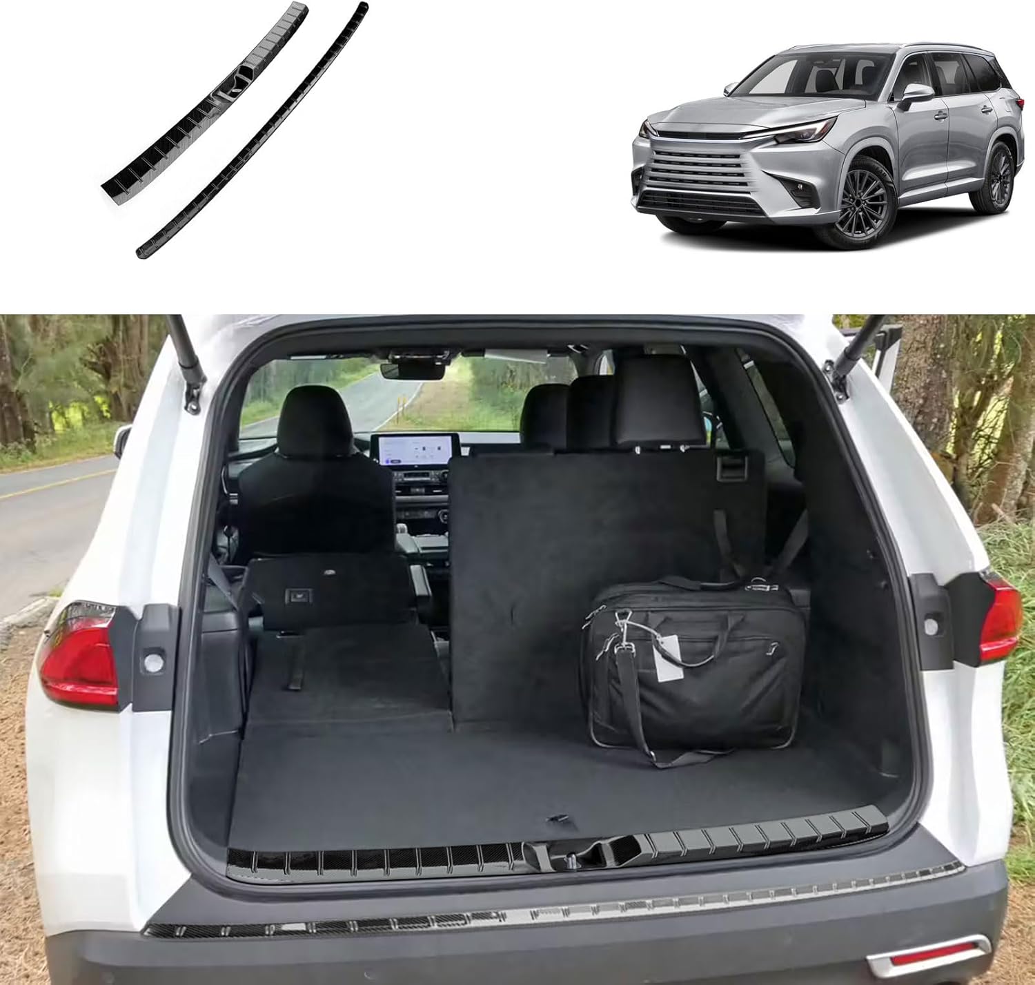 Car Accessories Compatible with Lexus TX 350 TX350 2024 2025 2026 Inner and Outer Rear Bumper Sill Plate Guard Cover Door Tailgate Trunk Lid Trim Stainless Steel 2PC(Silver)