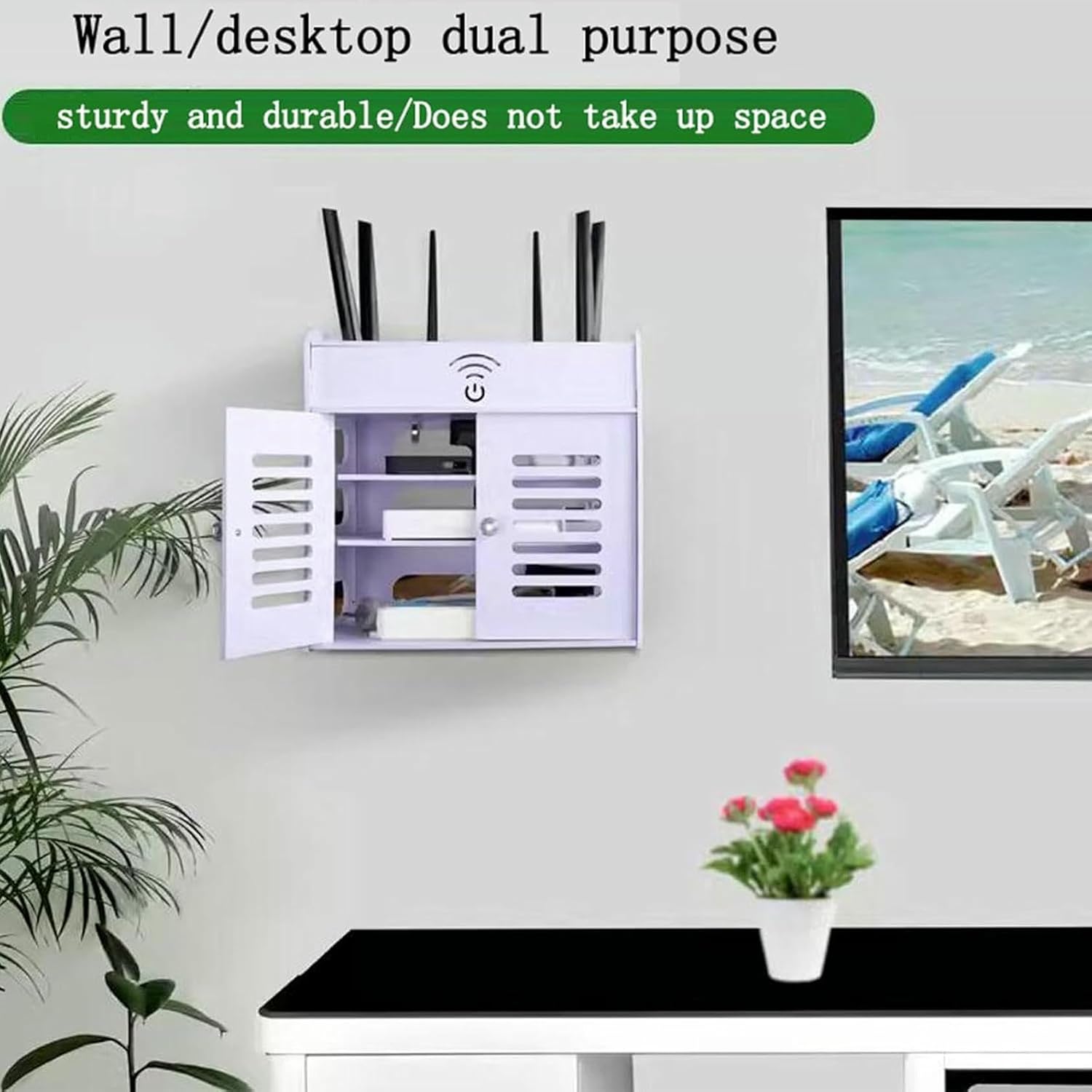 Wi -Fi Routing Storage Box, TV Decoder Nizer Mounted On The Wall, Multicapa Remote Control Storage Shelf, Desktop Space Saver ~/