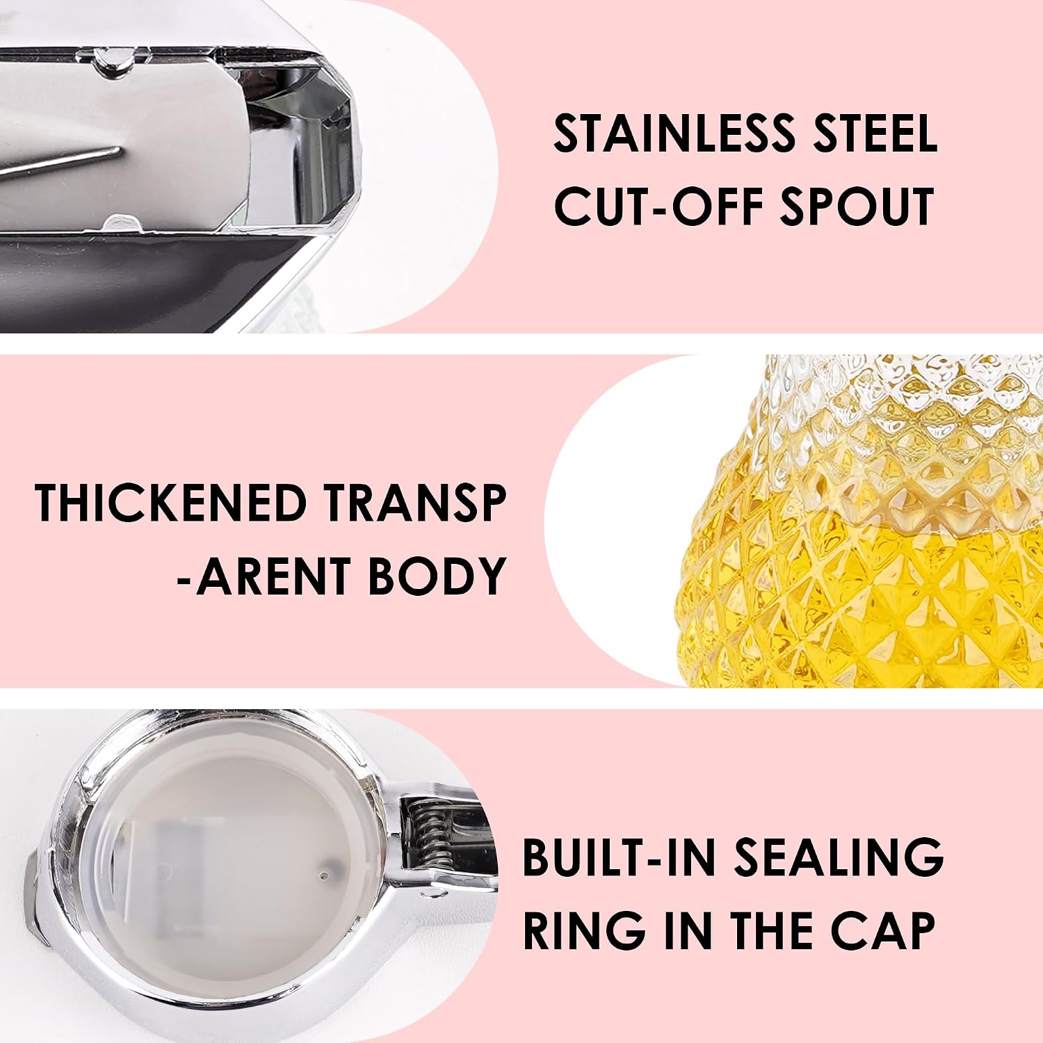 8.45 Oz Syrup Dispenser, Oil Dispenser Bottle with Non-Slip Handle, Reusable Syrup Bottle for Kitchen, No-Drip Pourers for Maple Syrup, Honey, Sirop (Transparent)
