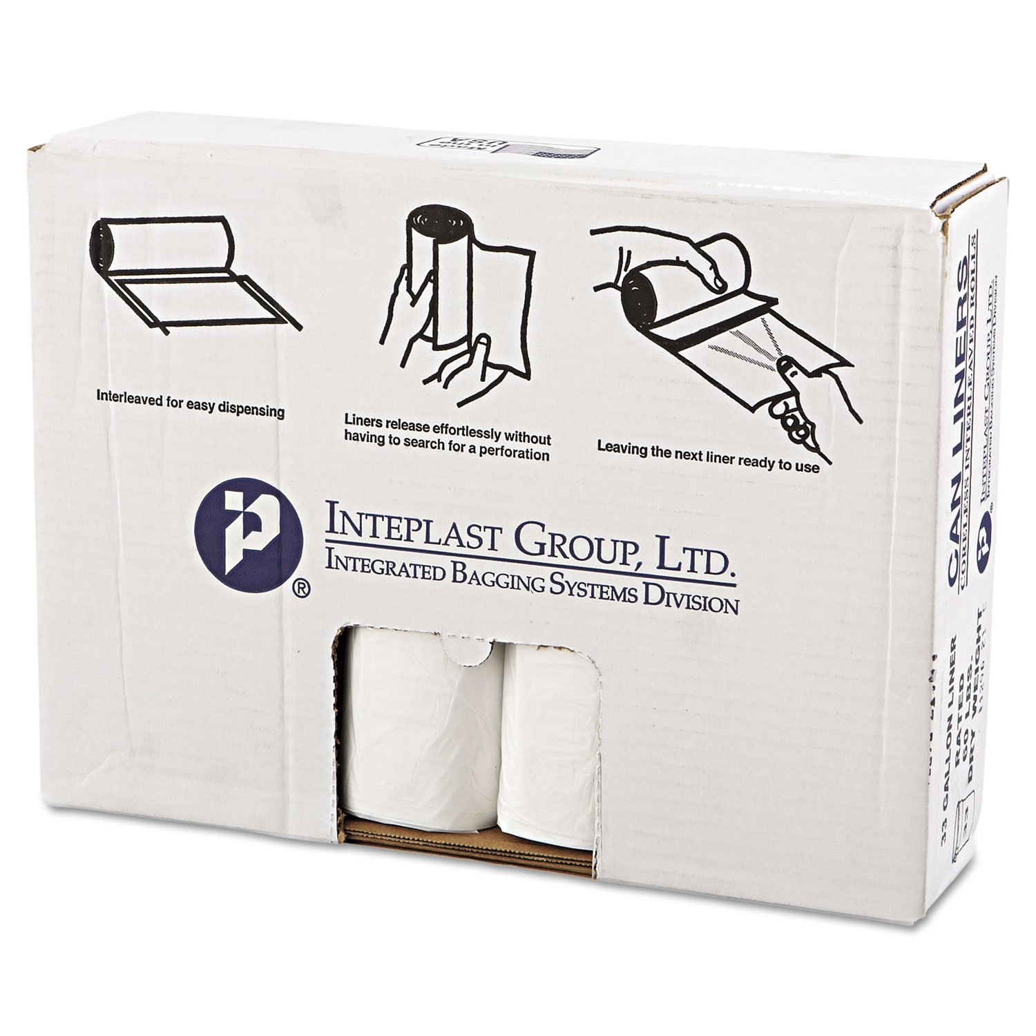 Inteplast VALH3340N16 High-Density Can Liner, 33 x 39, 33gal, 14mic, Clear, 25/Roll, 10 Rolls/Carton