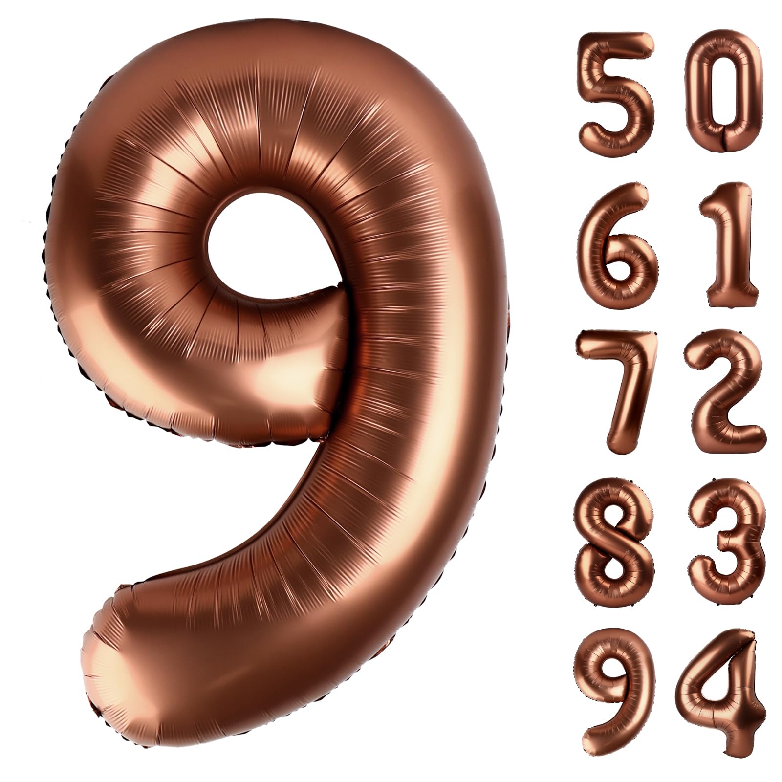 Brown 9 Balloon - Number Balloon 40 Inch, 9th Brown Birthday Decorations