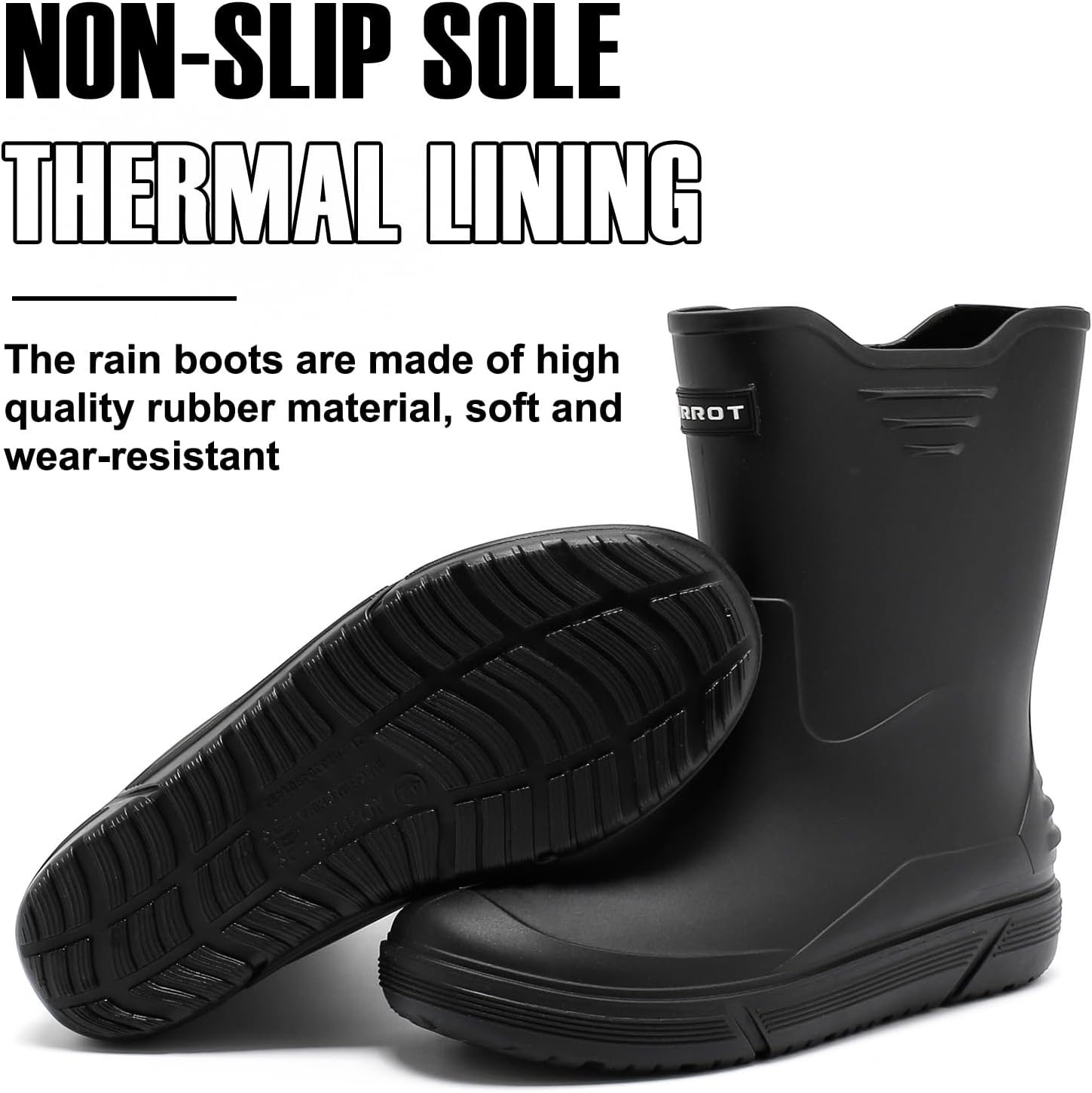 Rain Boots for Men, Waterproof Rubber Boots Superior Durable Garden Boots Non-Slip Muck Boots, Platform Fishing Boots for Outdoor Comfort Work Boots - Image 5