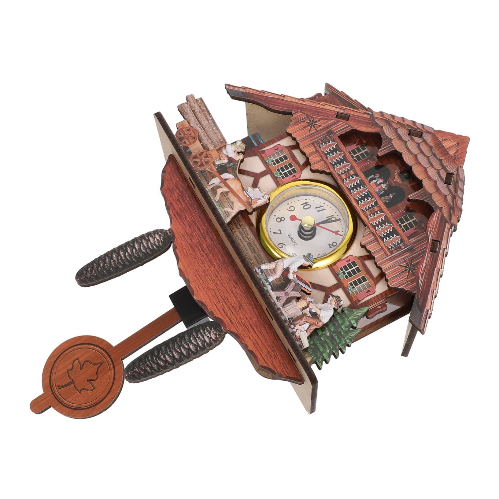 AOKWAWALIY Wall Electronic Calendar House Cat Modern Alarm Retro Home Decor Cuckoo Clocks Alarm Retro Hanging Grandfather Brown Wood