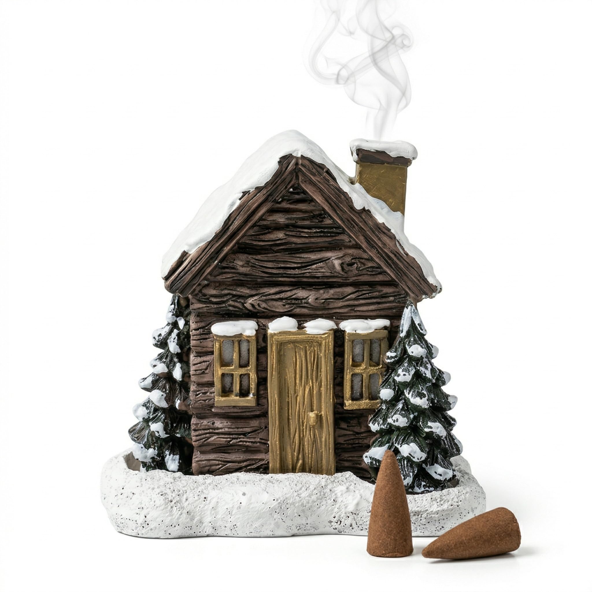 Brûleur d'encens cabane en rondins de Noël pour aromathérapie et déco
