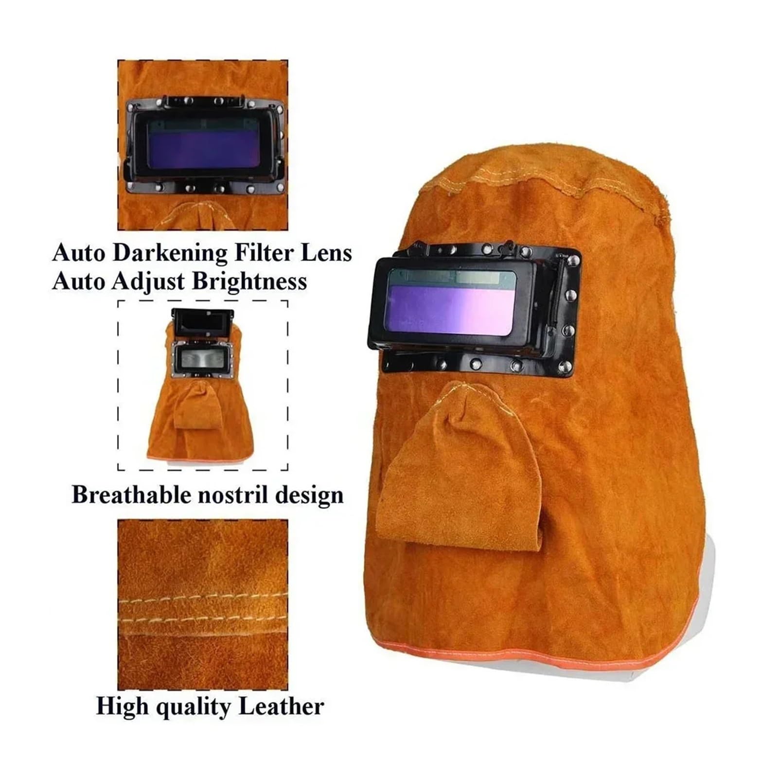 Solar Auto Dimmen Filter Objektiv Schweißer Leder Abdeckung Schweiß Helm Maske Spritzwassergeschützt for Augen Nase Schutz Schweißen Zubehör(A)