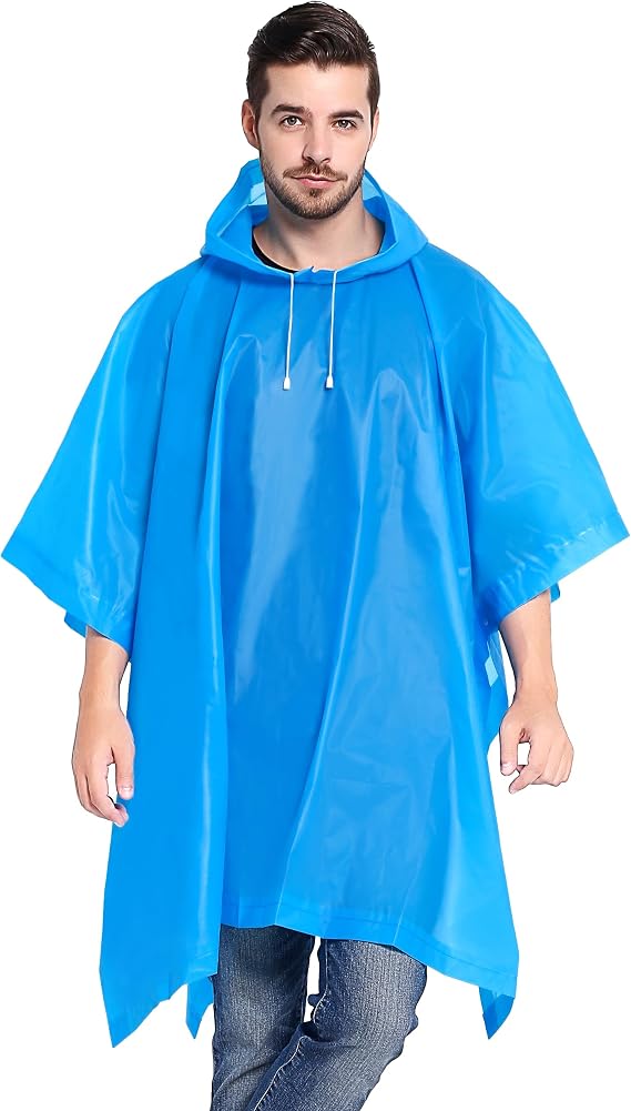 Reusable Rain Ponchos for Adult 2 Pack for Women and Men with Drawstring Hood