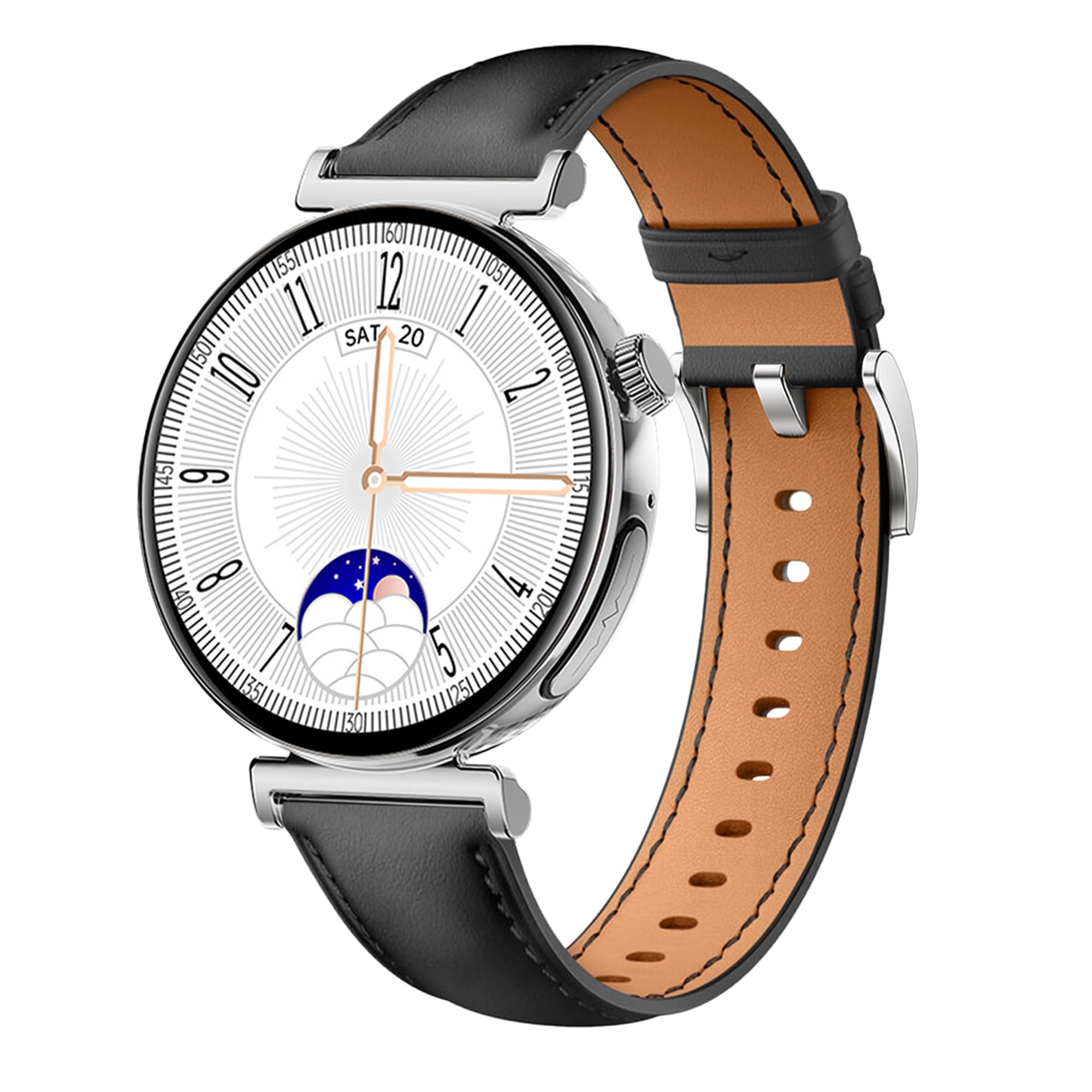 Knauermann PRO 3 Mini (2024) srebrny – zegarek zdrowotny z funkcją telefonii – EKG + funkcja HRV i SOS, wyświetlacz AMOLED, BT Bluetooth, bezdech senny, edycja 1, 14-24, okrągły