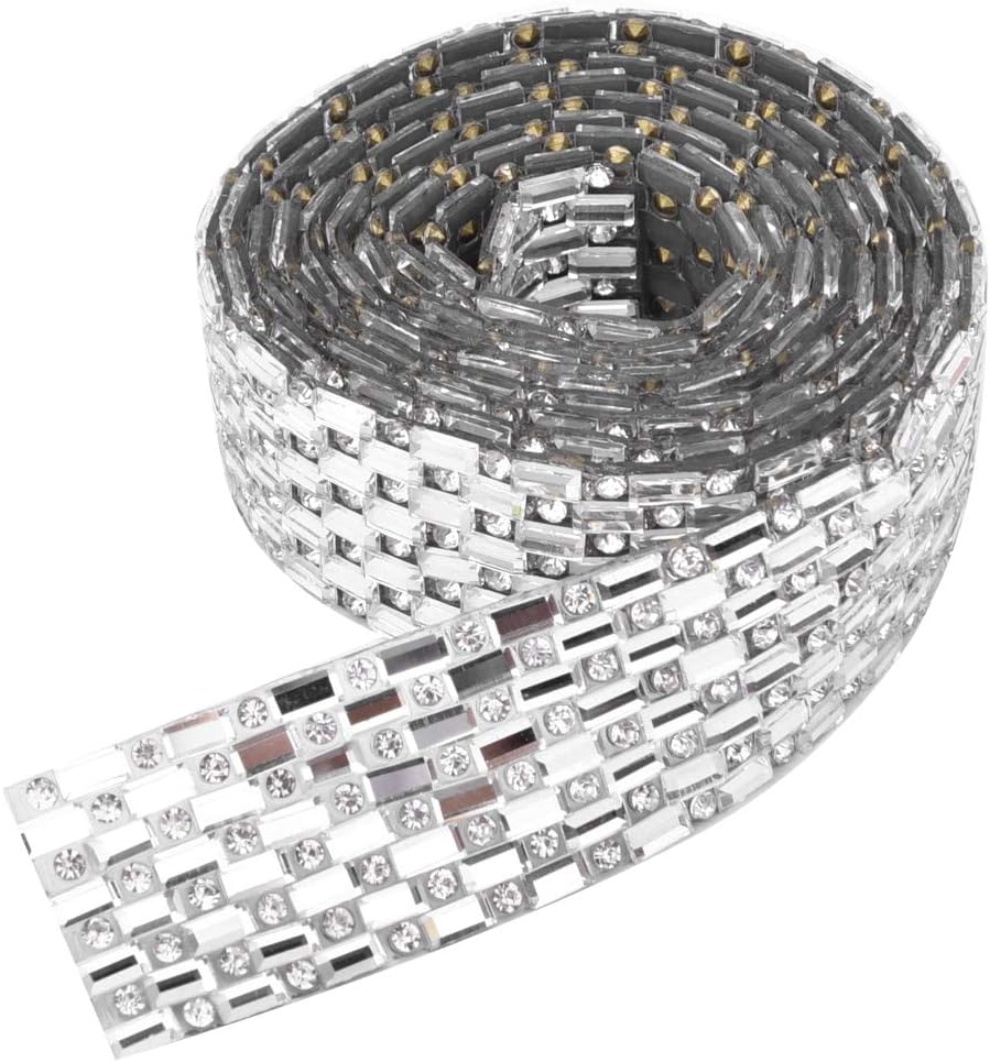 Dense Rhinestone Chain, 100cm/39.4in (2cm 8 Row-White)