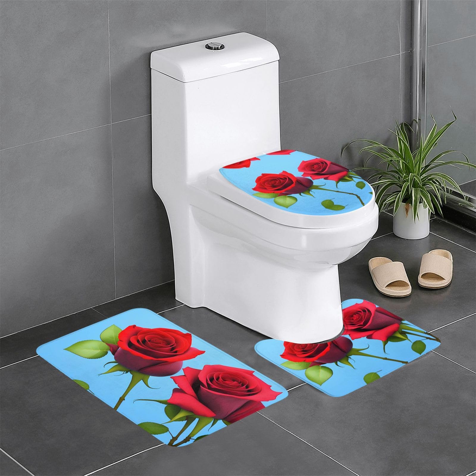 Tapis de salle de bain pour éviter les glissades avec contour WC ovale