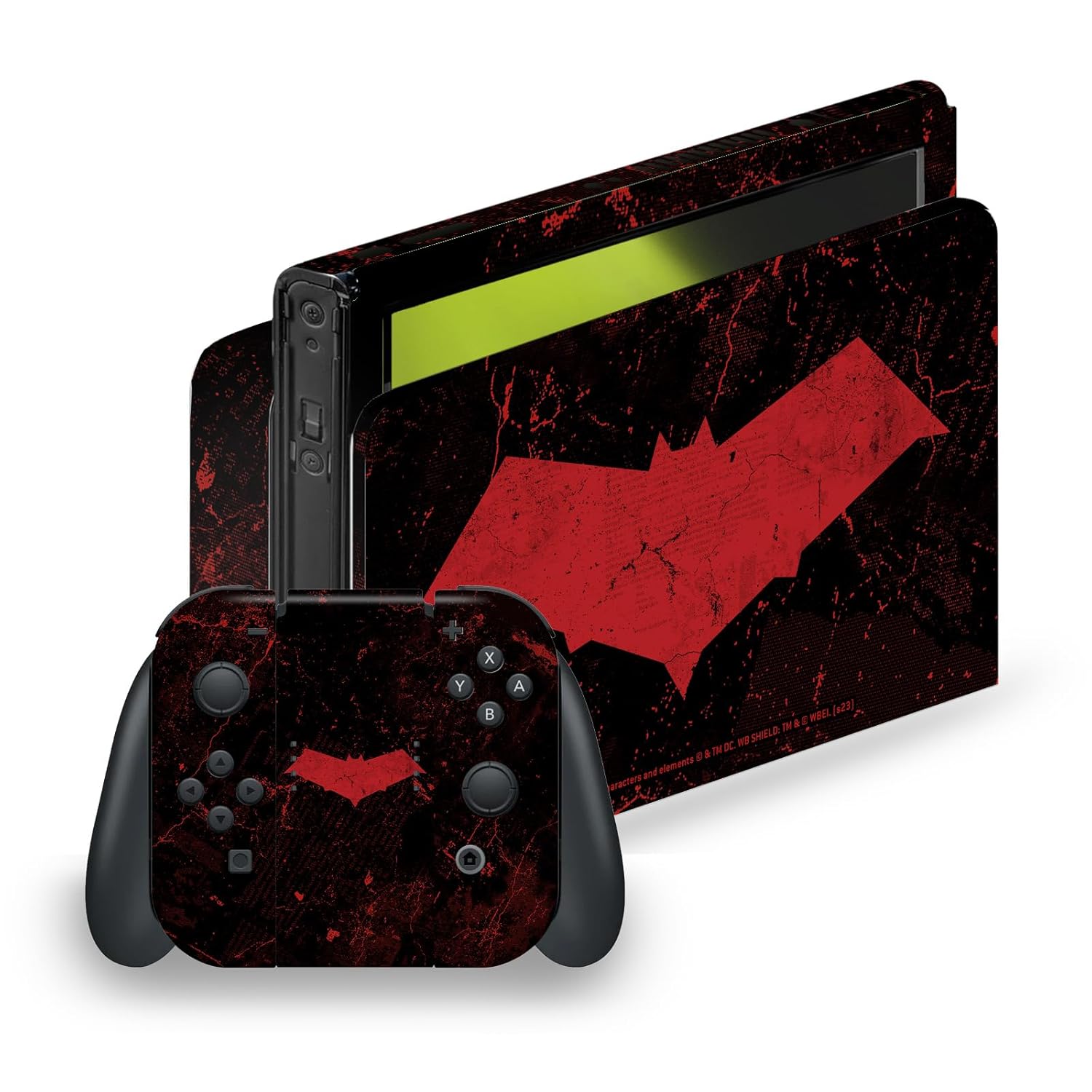 Head Case Designs Officially Licensed Batman DC Comics Red Hood Logos And Comic Book Vinyl Sticker Gaming Skin Decal Cover Compatible With Nintendo Switch OLED Bundle