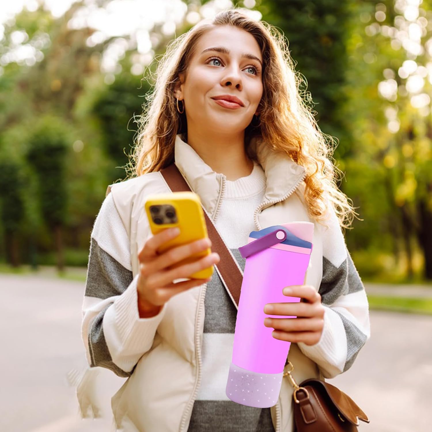 Silicone Boot Compatible with Owala 30oz & 40oz FreeSip Sway Bottles & Tumblers, Protective Anti-Slip Bottom Cover Sleeve for Freesip Sway Tumbler (Glitter Rose, Short-2PCS) - Image 7