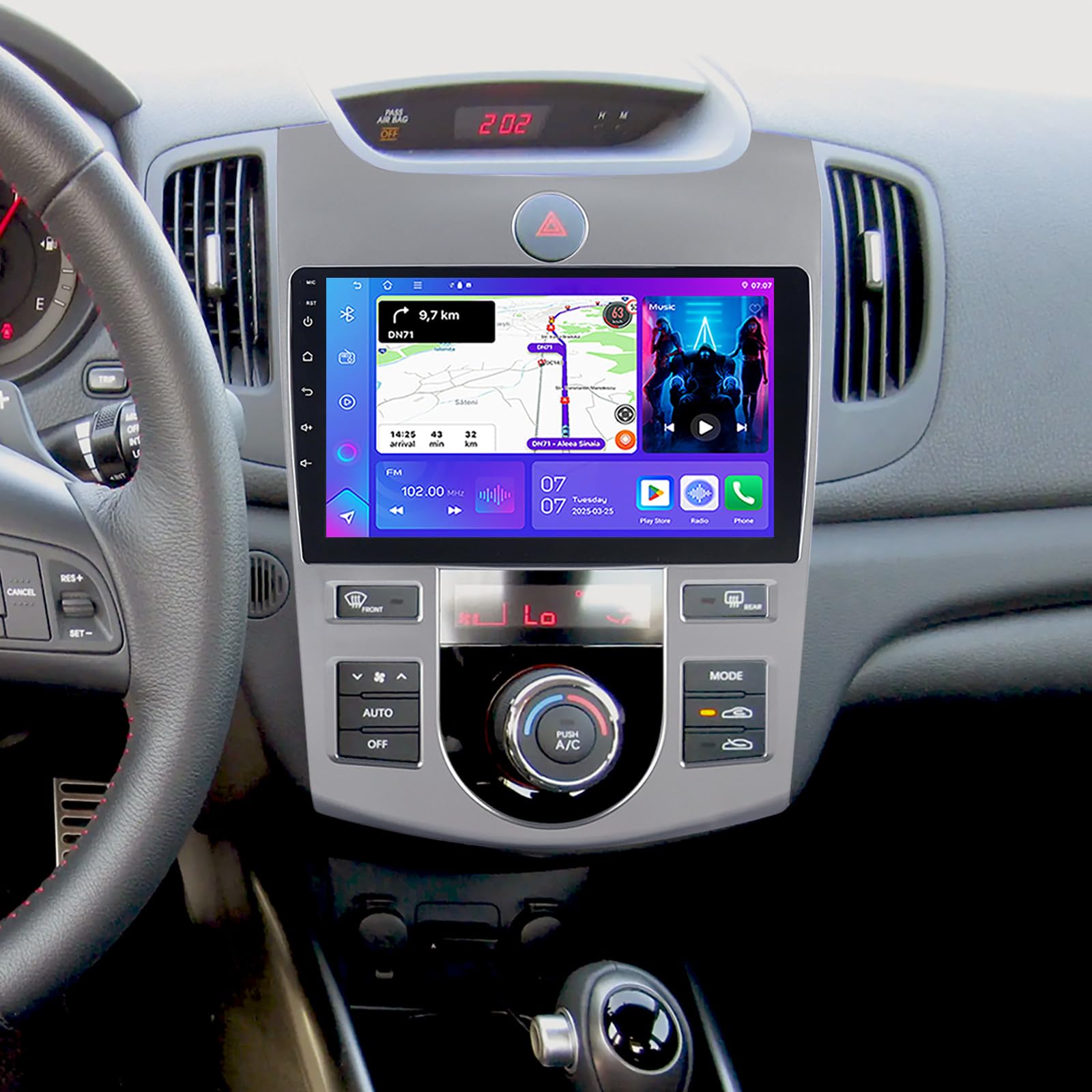 ASURE 4+64G Android 15 Car Stereo Radio for Kia Forte Cerato 2011-2013 (Auto A/C) - 9 Inch HD Touch Screen, Wireless CarPlay Android Auto, GPS