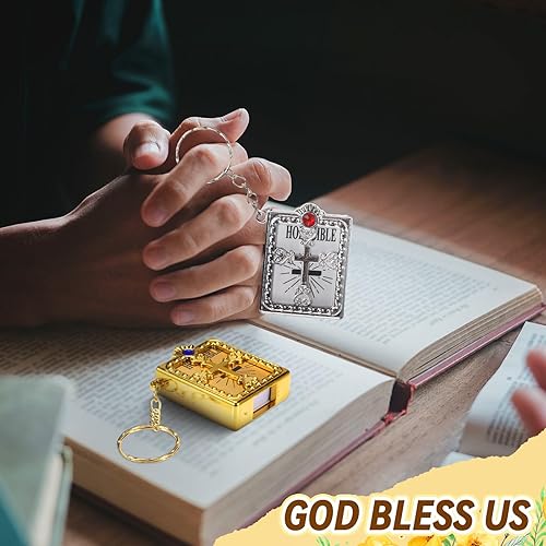 Miniatura 6 de Hoemwarm Juego de 200 piezas de regalo bíblico para mini llavero cristiano de la Biblia, incluye 50 mini llaveros de versículo bíblico, etiqueta de