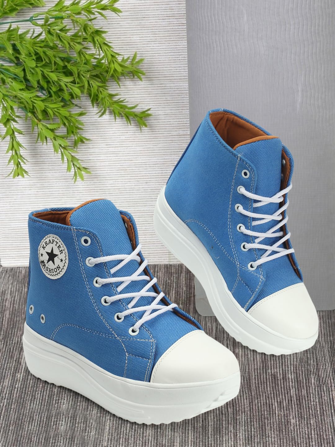 KRAFTER High Ankle Synthetic Denim Winter Boots For Womens And girls 4 71mT54DOSnL. SL1440
