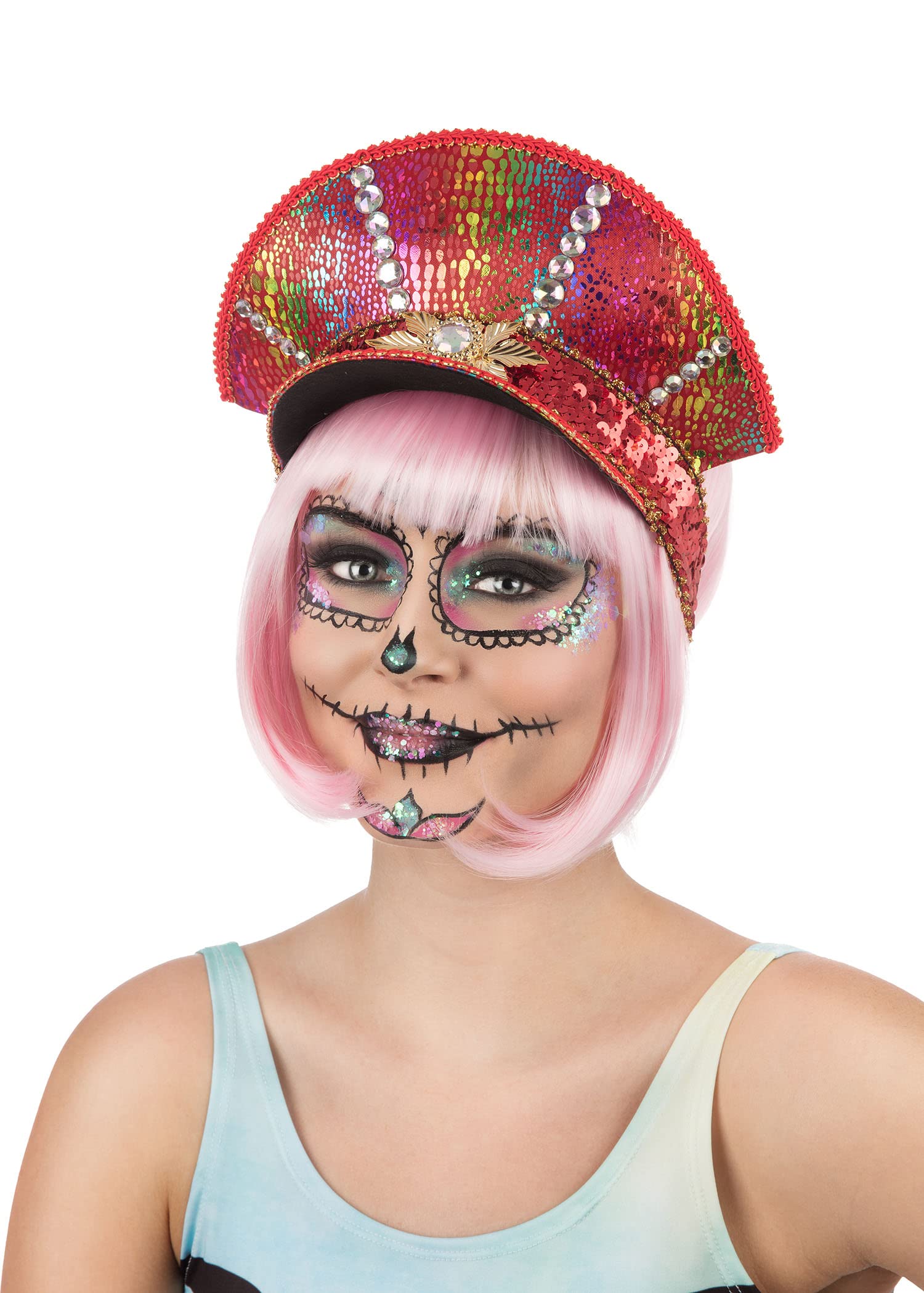 Pink Military Festival Party Hat (Pack of 1) - Chic Design, Perfect Accessory for Concerts Raves, & Themed Parties Halloween