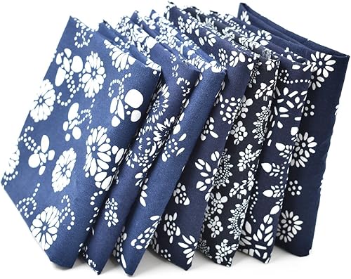 7 x diferentes patrones azules chinos Han Folk tradicional impreso artesanía tela pura paquete de 18.1 x 22.0 in (aprox. 18 x 22 pulgadas)