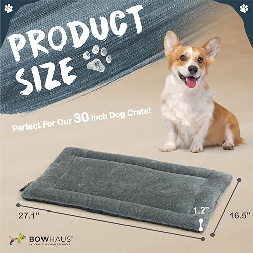 Miniatura 2 de Cama para perro esponjosa lavable a máquina de 27.1 x 16.5 pulgadas, para perreras de 30 pulgadas, alfombrilla suave con parte inferior