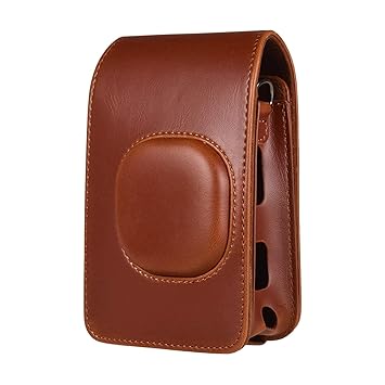 FotoCart LiPlay Camera Bag Compact Size Instant Camera Case Bag PU Leather with Shoulder Strap Compatible with Fujifilm Fuji Instax Mini LiPlay (Brown)