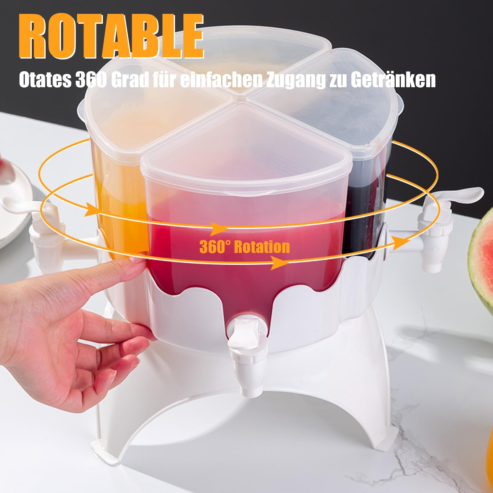 Dispenser Per Bevande, Dispenser Bevande, Dispenser Con Rubinetto Rotante Con Bollitore A 4 Griglie Staccabile Per Frigorifero, Grande Capacità, Plastica