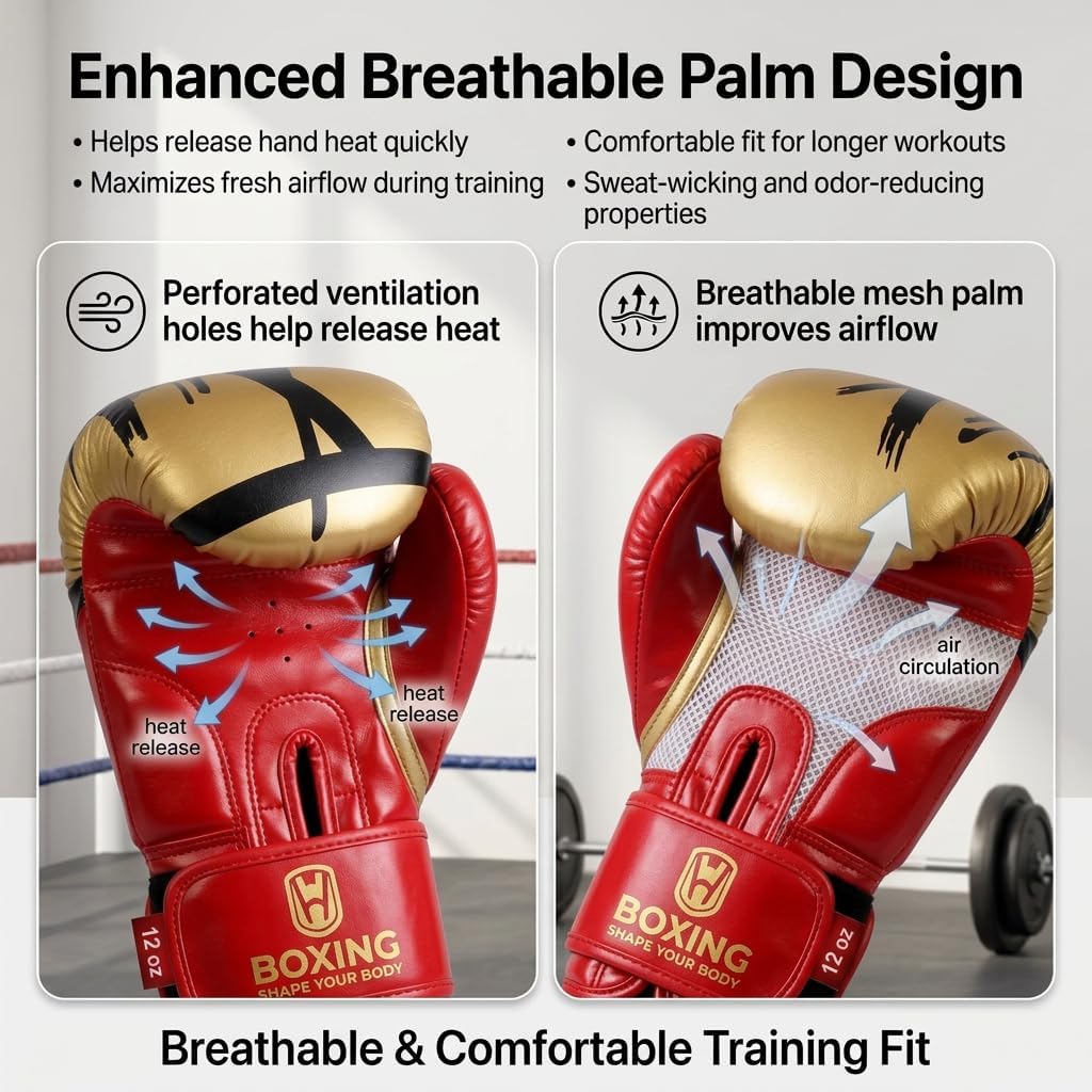 : ARIQUELLE PASSION 12 oz Boxing Gloves for Men & Women – Premium PU Leather Training & Sparring Gloves for Boxing, Kickboxing, Muay Thai & MMA | Durable 12oz Gloves with Wrist Support & Padding