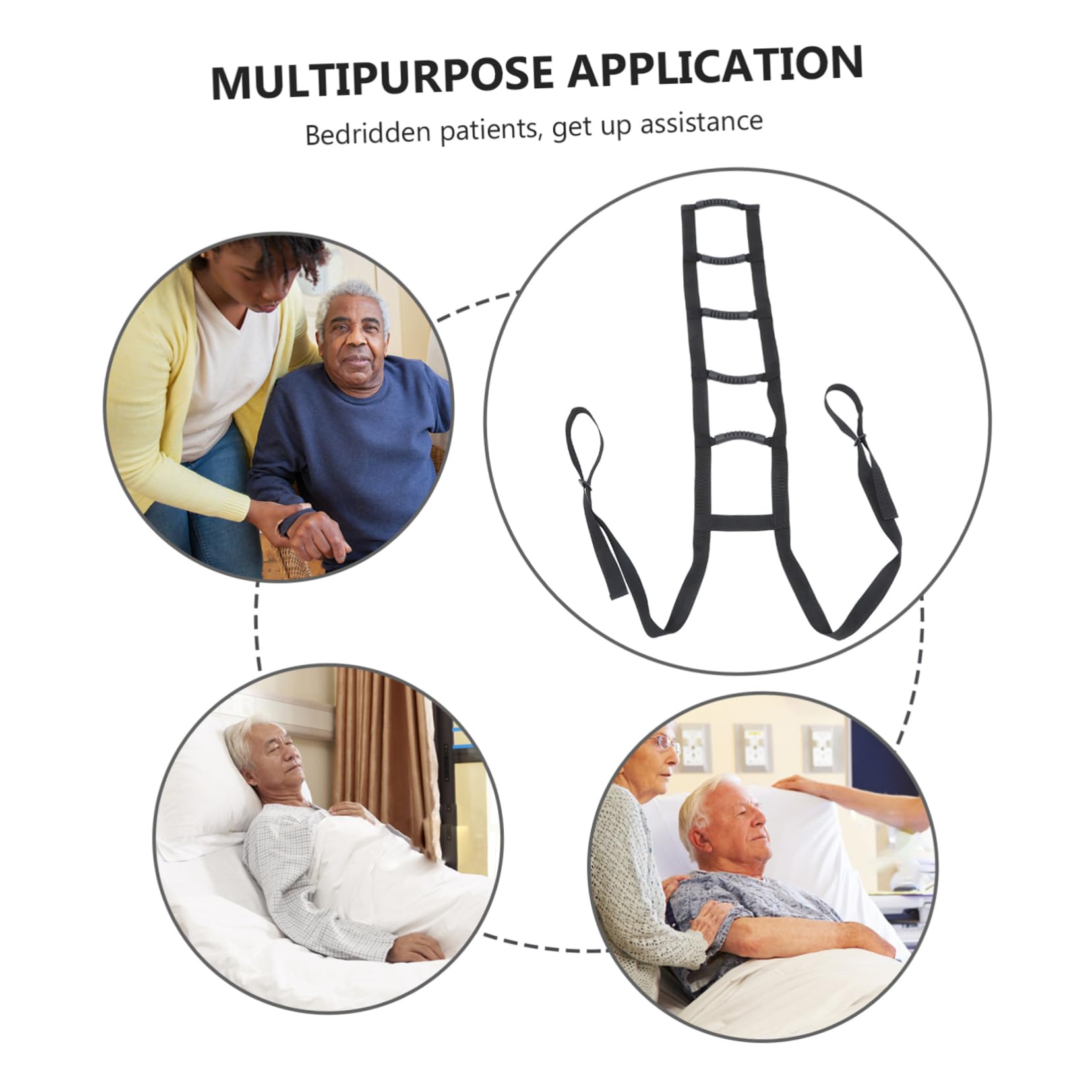 COLLBATH Nursing Turning Pad Lifting Straps Reusable Nursing Band Bed Leg Straps Disabled People Moving Sling Seniors Leg Band Disabled Straps Plastic Black