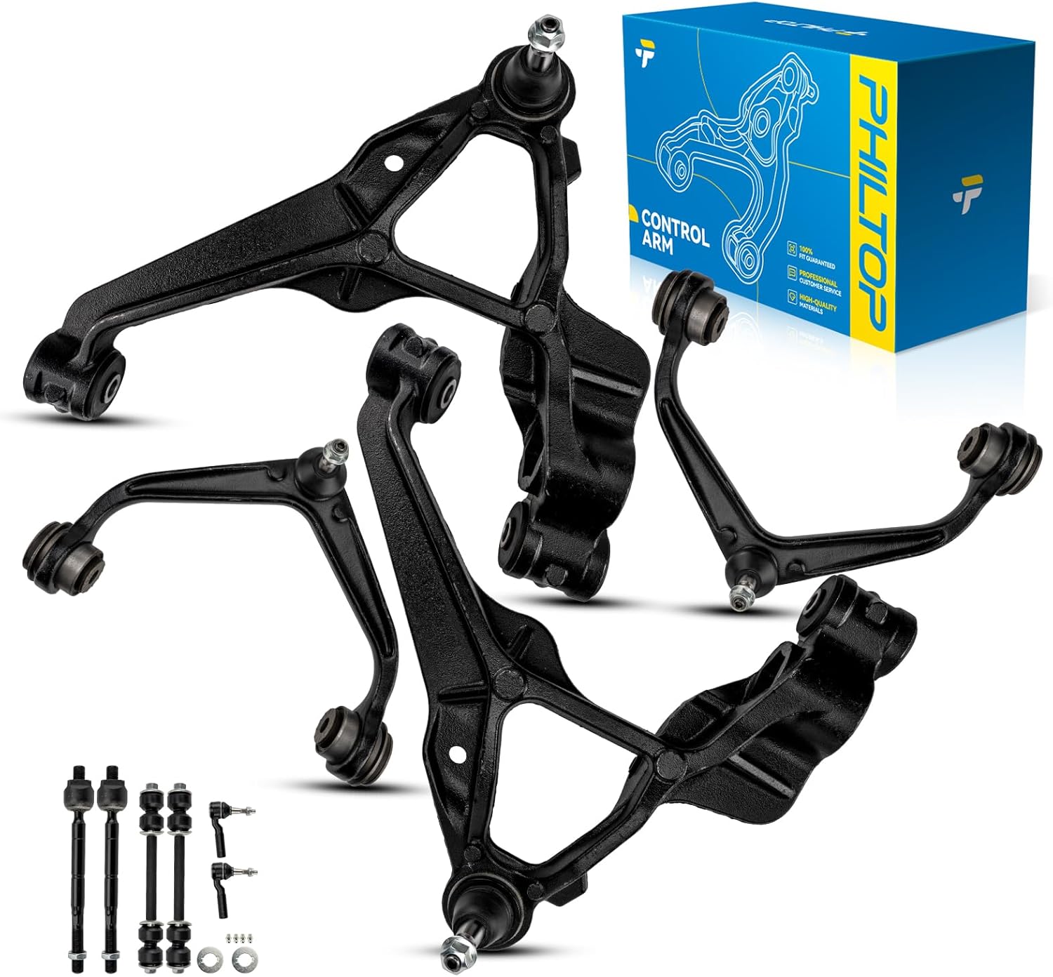 PHILTOP Front Suspension Kit Upper Lower Control Arm w/Ball Joint & Sway Bar End Link & Tie Rod Ends for Chevy Silverado for GMC Sierra 2500 3500 HD 2011-2019 Automotive Replacement Control Arms 10pcs
