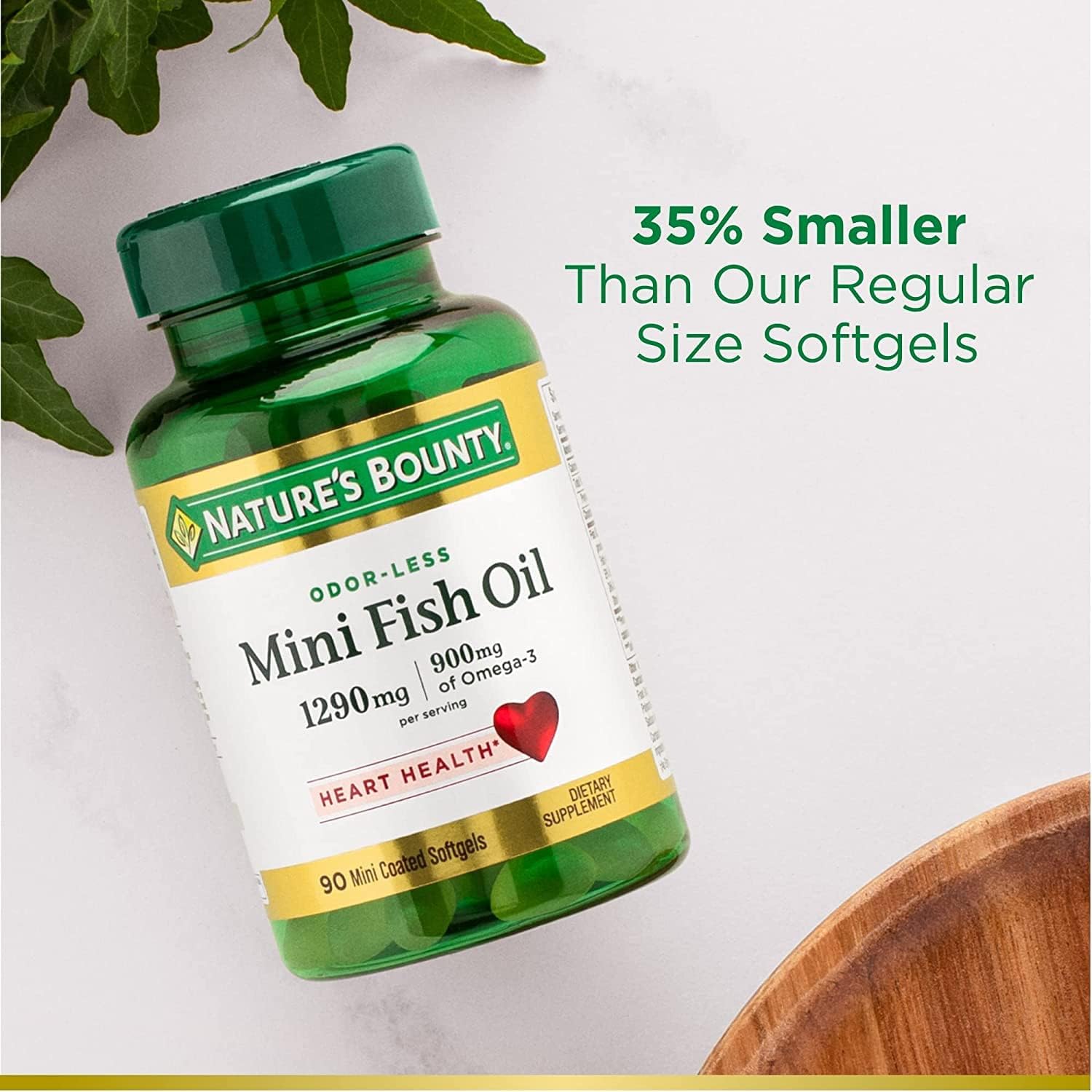 Fish Oil 1290 mg, Mini Odorless Softgels, 2 Bottles (90 Count)