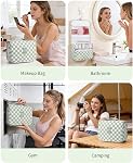 Narwey Checkered Suspension Sac de toilette Femmes Voyage Articles de toilette Maquillage Cosmétiques Sac d'organisateur de voyage imperméable pour les filles (Mint Green Checkerboard)