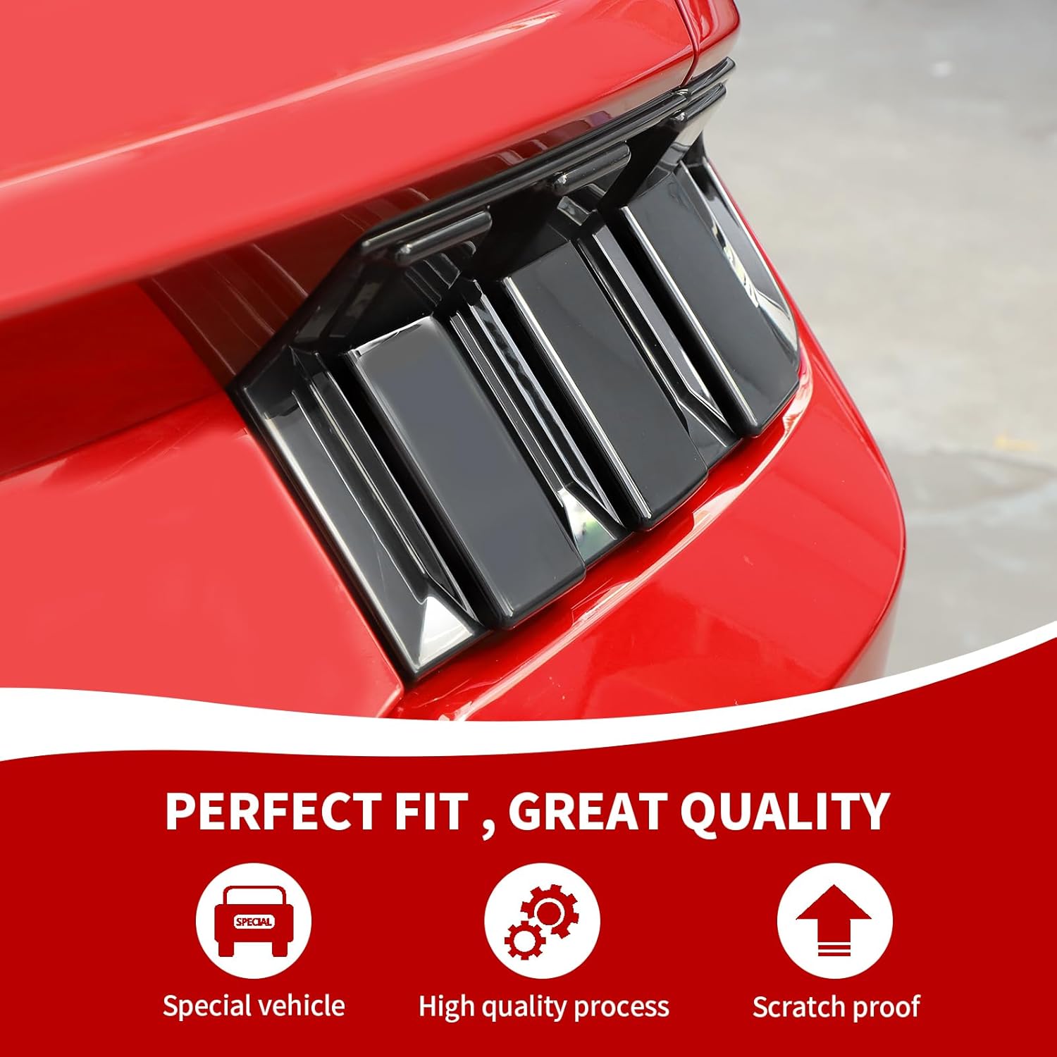 Tail Light Covers Rear Taillight Lamp Guards Trim Compatible with Ford Mustang 2024 2025 Exterior Accessories, Smoked Black