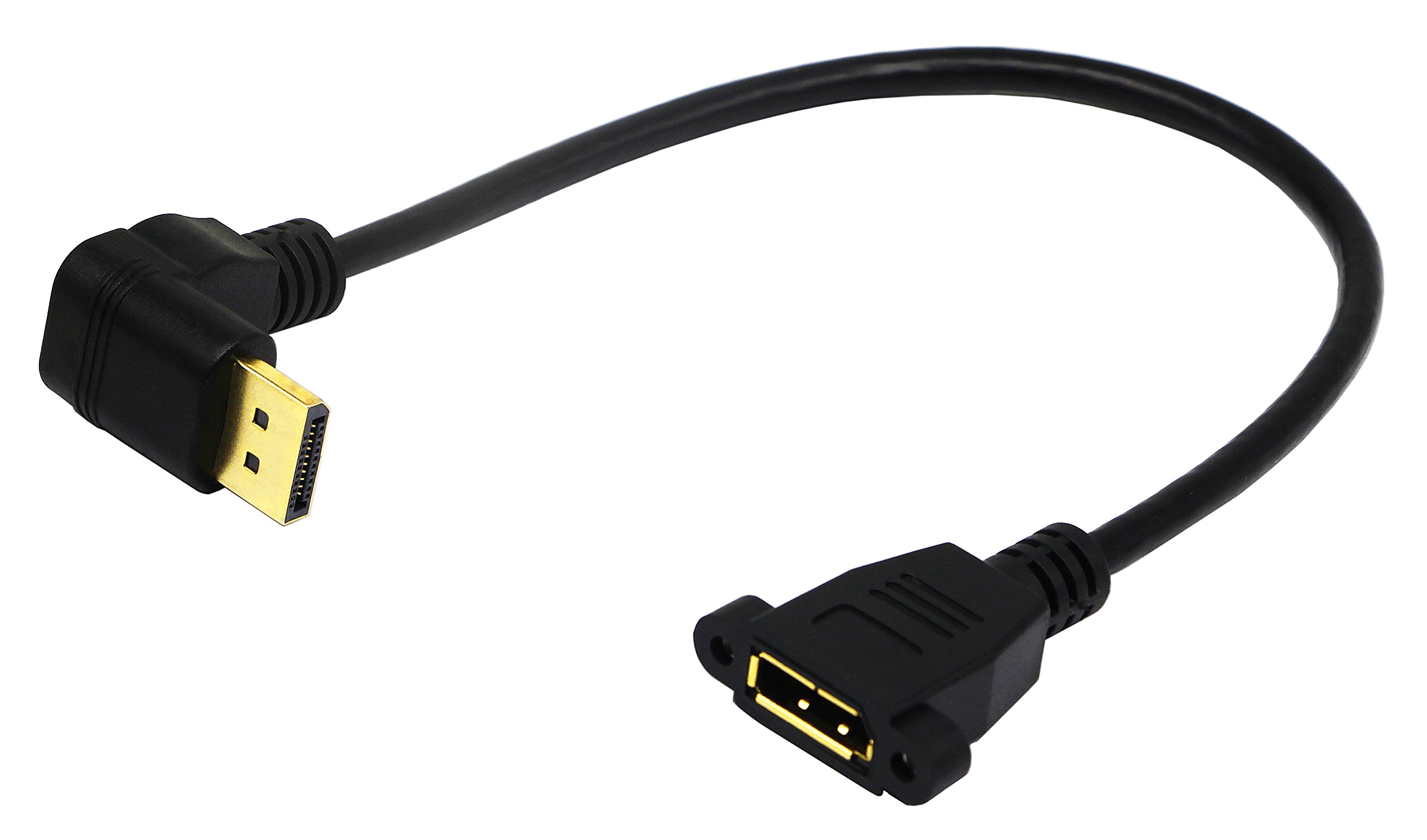zdyCGTime (30 CM/12inch) DP to Panel Mount DP Cable, Gold Plated 90 Degree Angled Down Displayport Male to Panel Mount Displayport Female Audio and Video Extender Adapter Cable (Down (M/F)