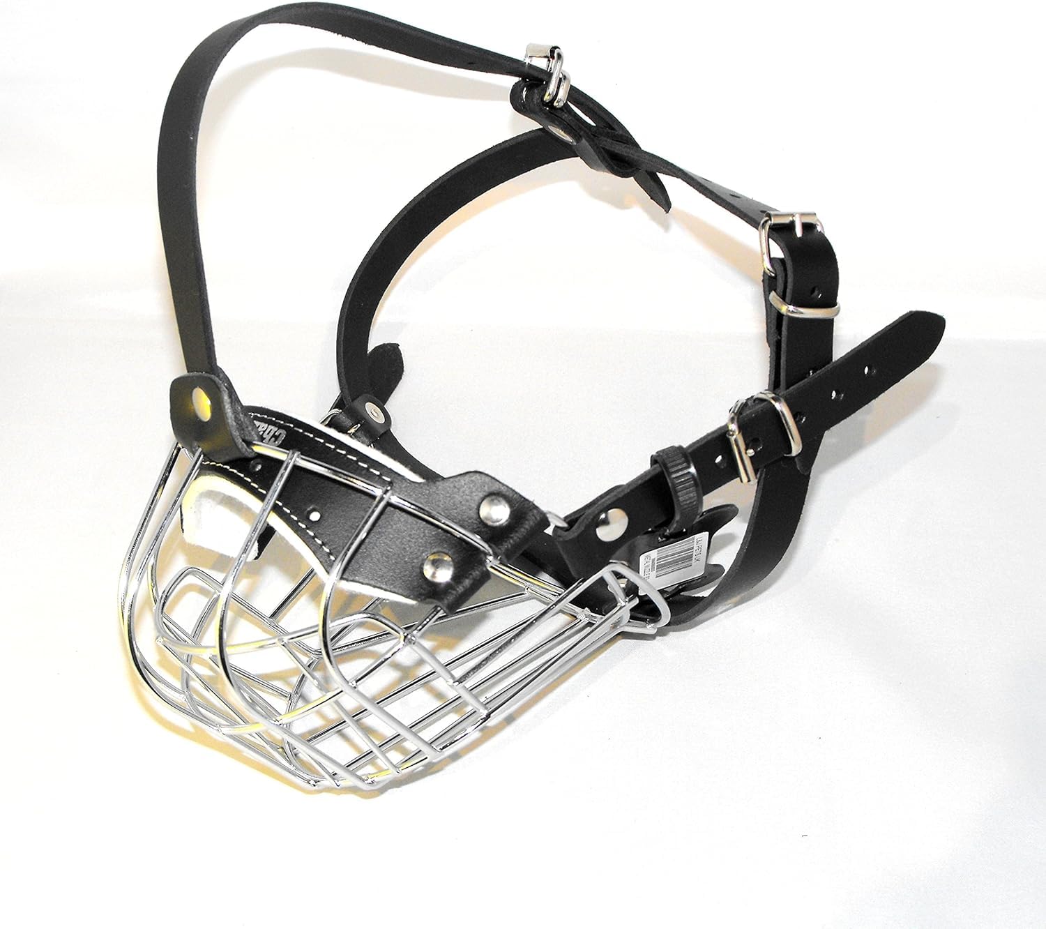 Strong Metal Wire Basket Dog Muzzle for American Bully (BA, Black leather/Silver), Black leather / Silver - Image 3