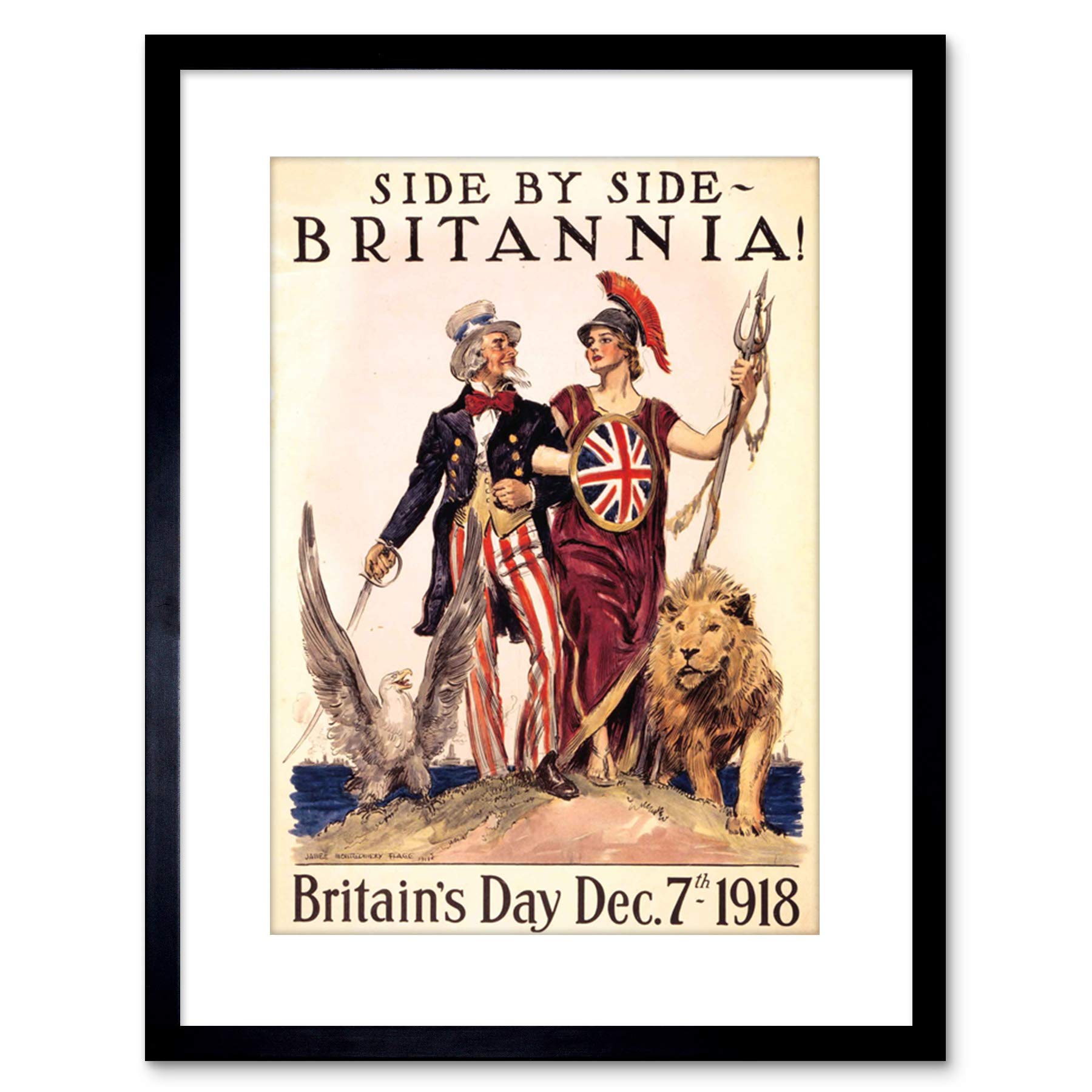 Wee Blue Coo Vintage Ad Political Post War WWI Uncle Sam Britannia Framed Wall Art Print