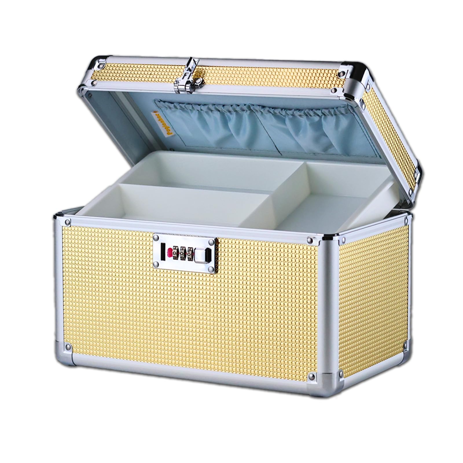 Pogianhae Combination Lock Storage Box with Handle – Multipurpose Locking Case for Home & Outdoor Use, Secure Storage for Accessories, Medicine, Cosmetics, Toys & Tools (Gold, Medium)