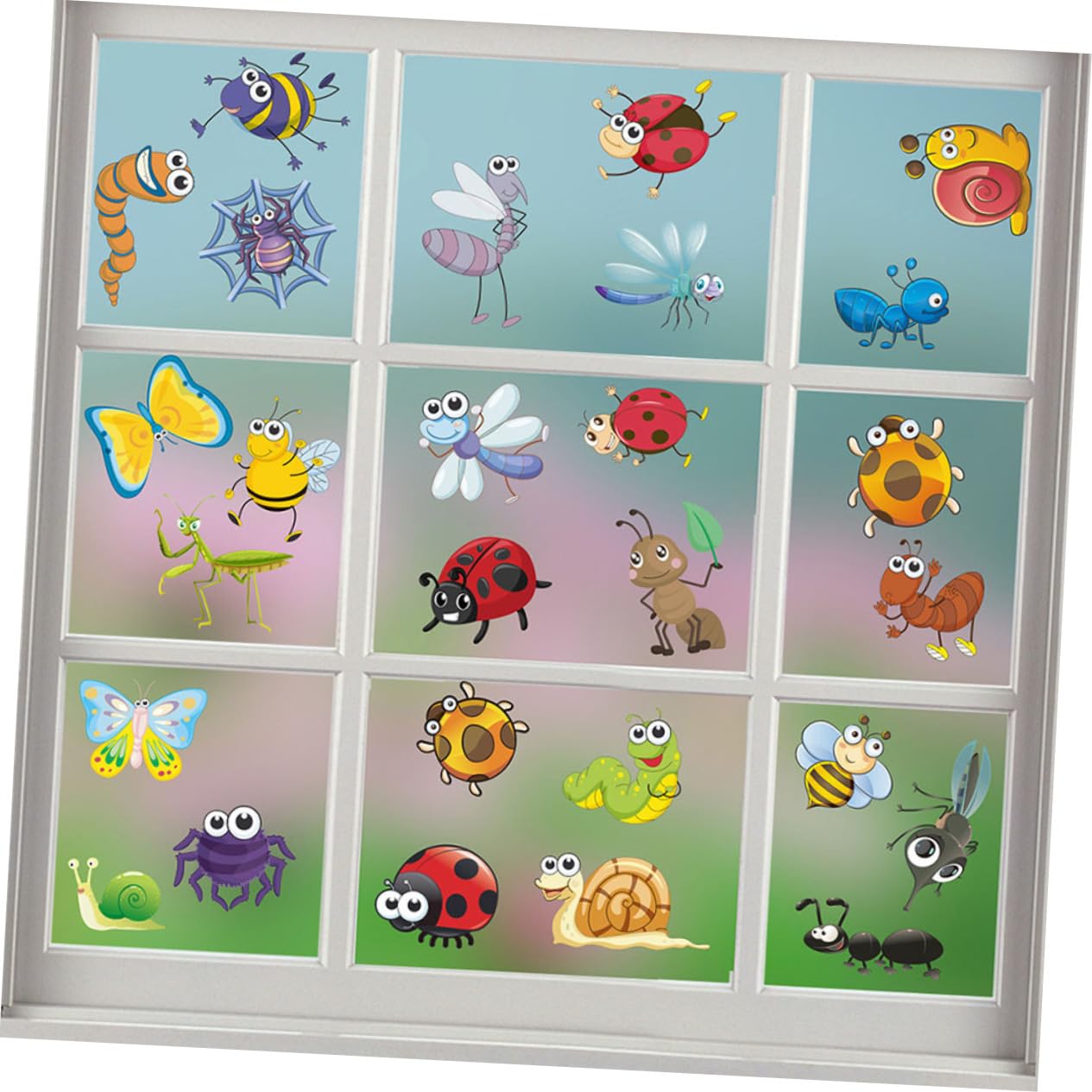 Zerodeko 5juegos Pegatinas Decorativas Estáticas Para Ventanas Diseño De Insectos y Animales Para Habitaciones Infantiles y Decoración De Interiores