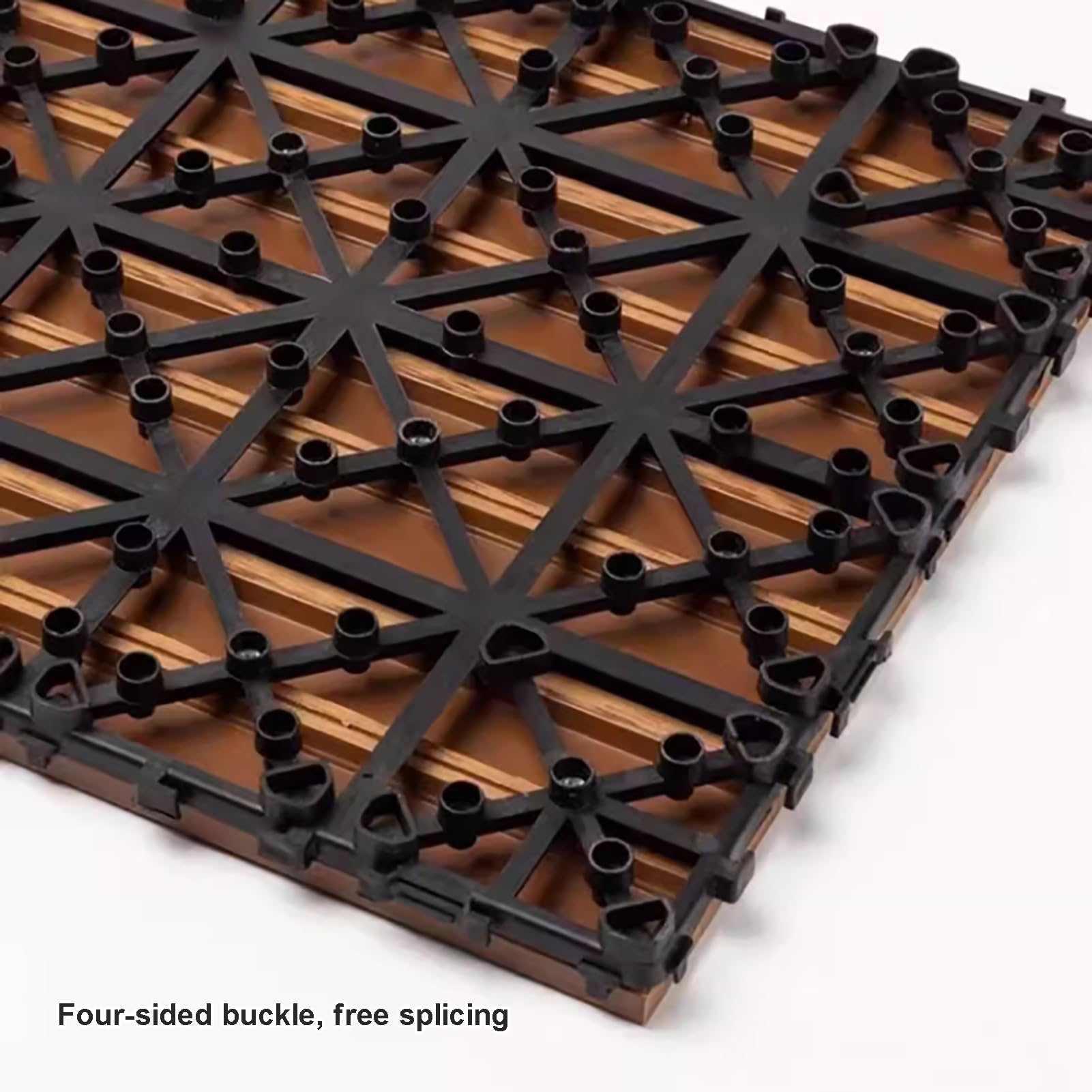 Dalles et lames de terrasse en composite, Carrelage de sol à emboîtement bricolage for douche de balcon extérieur intérieur multicolore 4-15 pièces(Dark Brown,12 pieces)