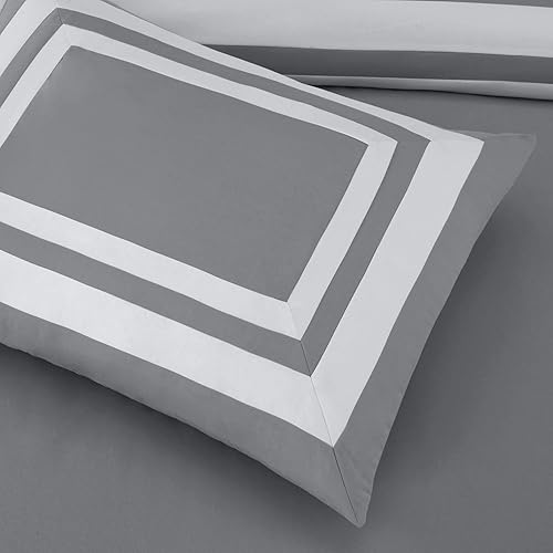 Miniatura 4 de Chezmoi Collection Caprice - Juego de edredón con patrón cuadrado estilo hotelero, juego de 7 piezas