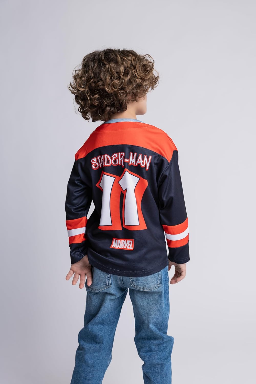 Marvel Spider-Man Mesh Hockey Jersey Long Sleeve T-Shirt Toddler to Adult Sizes (2T - 2XL) - Image 3