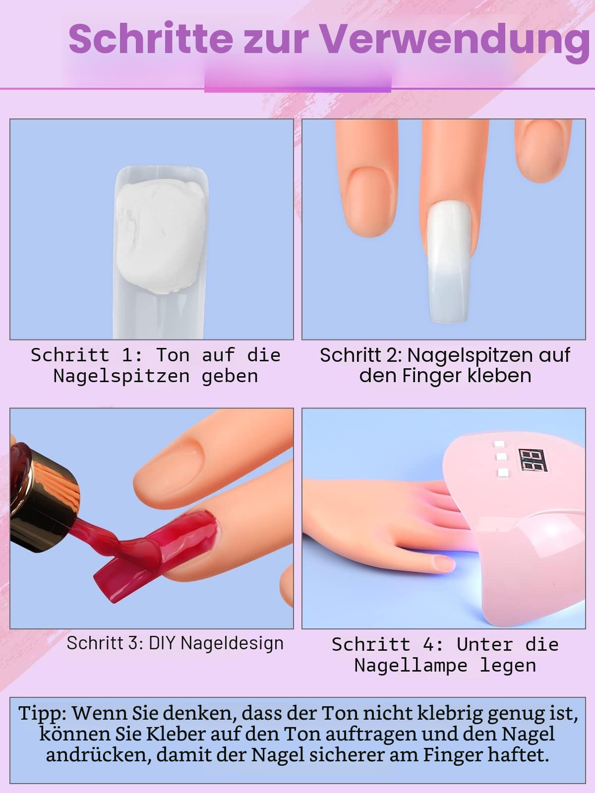 Deciniee Silikon Übungshand für Nageldesign: Flexible Übungshand Set - 200 Stück Nagelspitzen Nagel Hand - Professionelle Acrylnägel Nagelhand Übungsmodell für DIY Nagelmaniküre