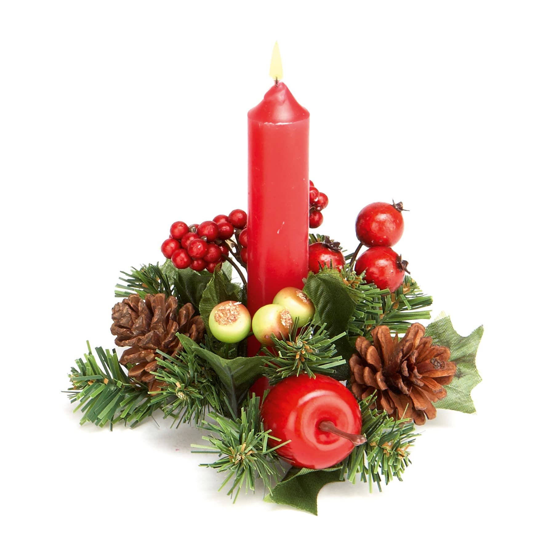 Widdle Gifts Multicolour Artificial Wreath Candle Ring 13Cm Christmas Table Decoration 7715