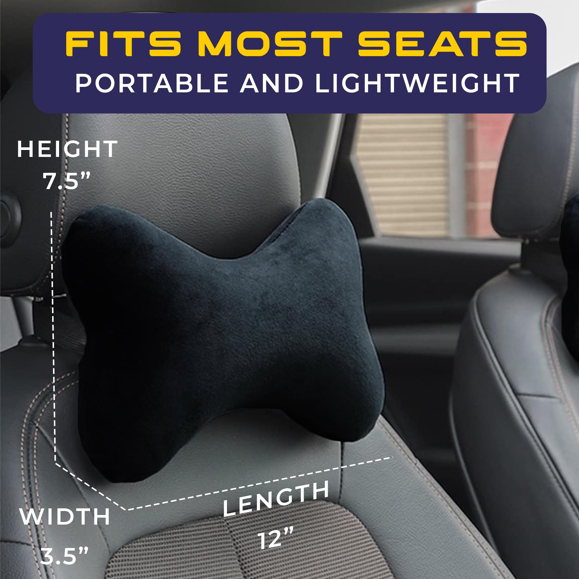 Billebon Neck Rest Pillow for Head Rest Fiber Neck Support for Car Seat, Office Chair, Car Pillows and Cushions for Head & Neck Support in Travel (Black, Set of 2) 4